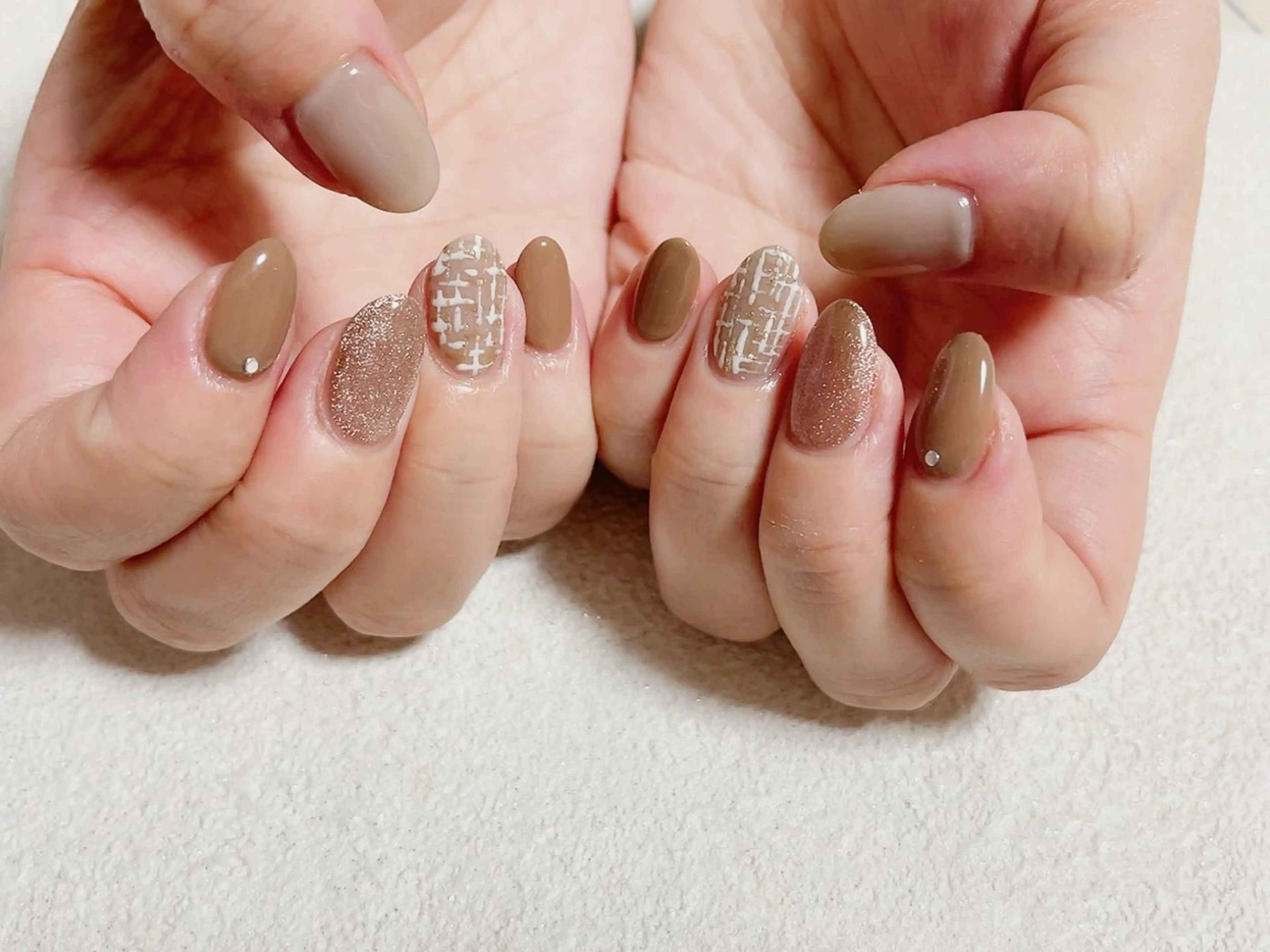 ネイル ジェルネイル 韓国ネイル メンズネイル パラジェル ツイードネイル kiki nail たまプラーザのネイルデザイン