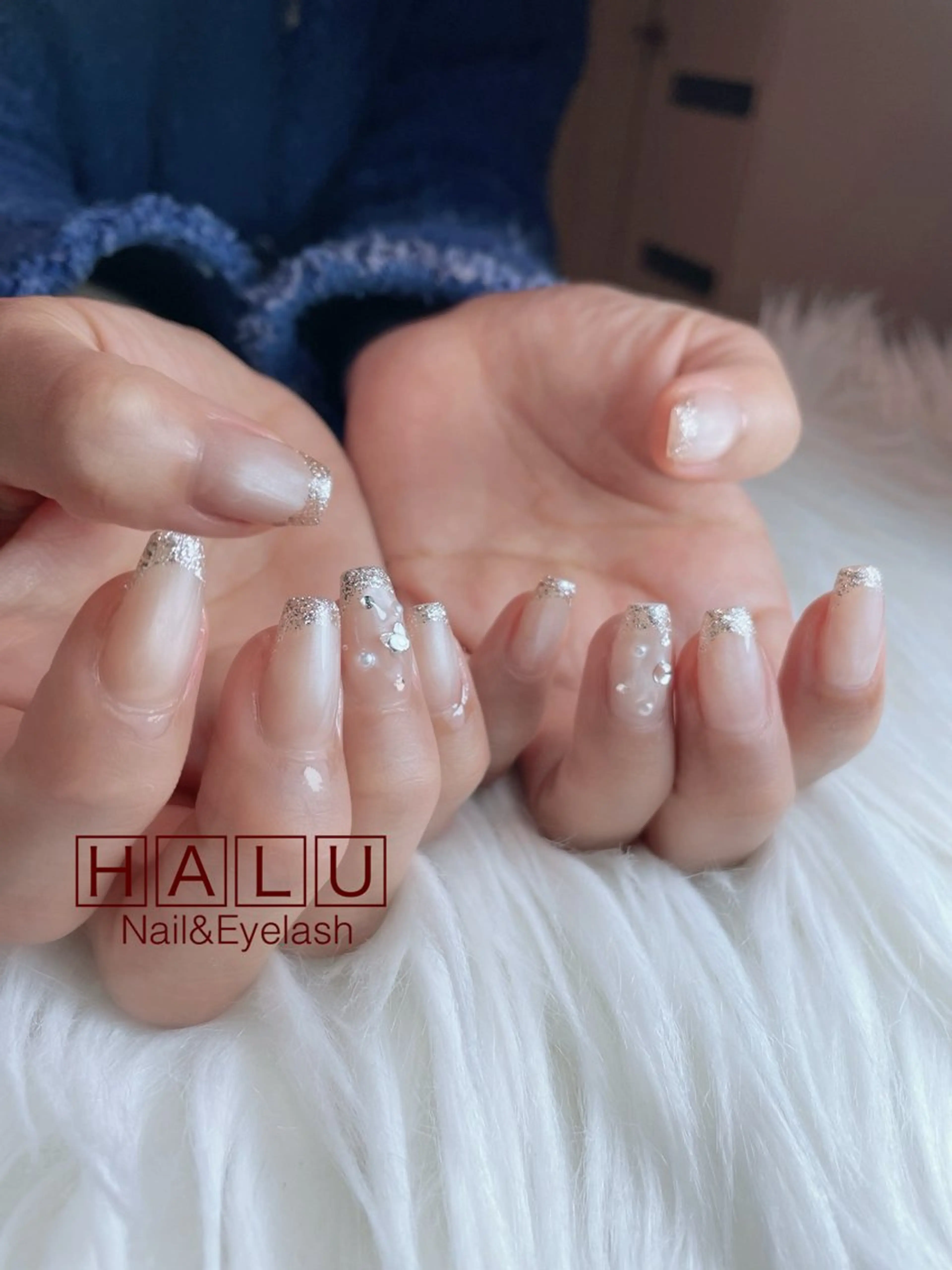 ネイル フレンチネイル ラメ(グリッター) マグネットネイル HALU ハルのネイルデザイン