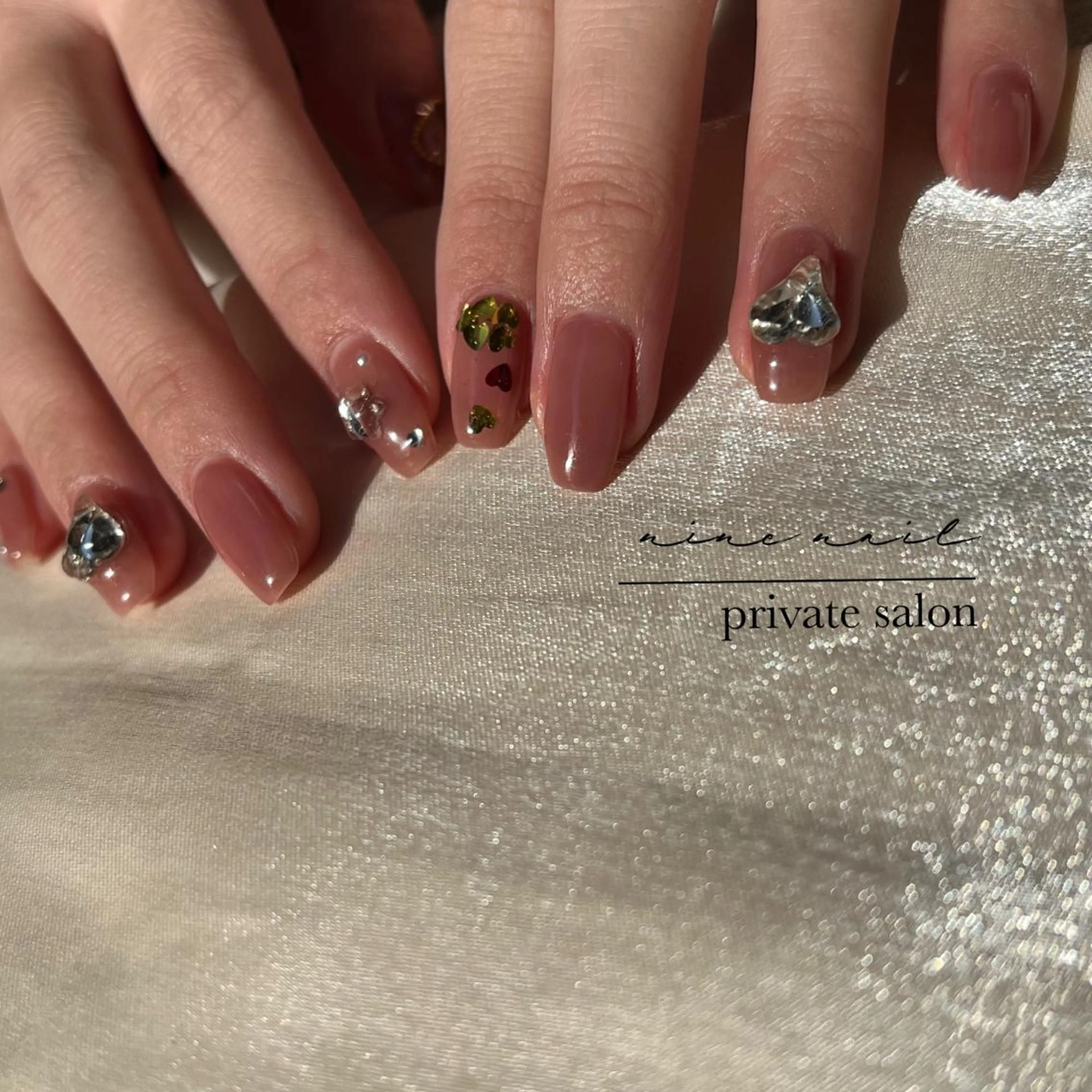 ネイル ハート ワンカラーネイル ワンホンネイル nine nailのネイルデザイン