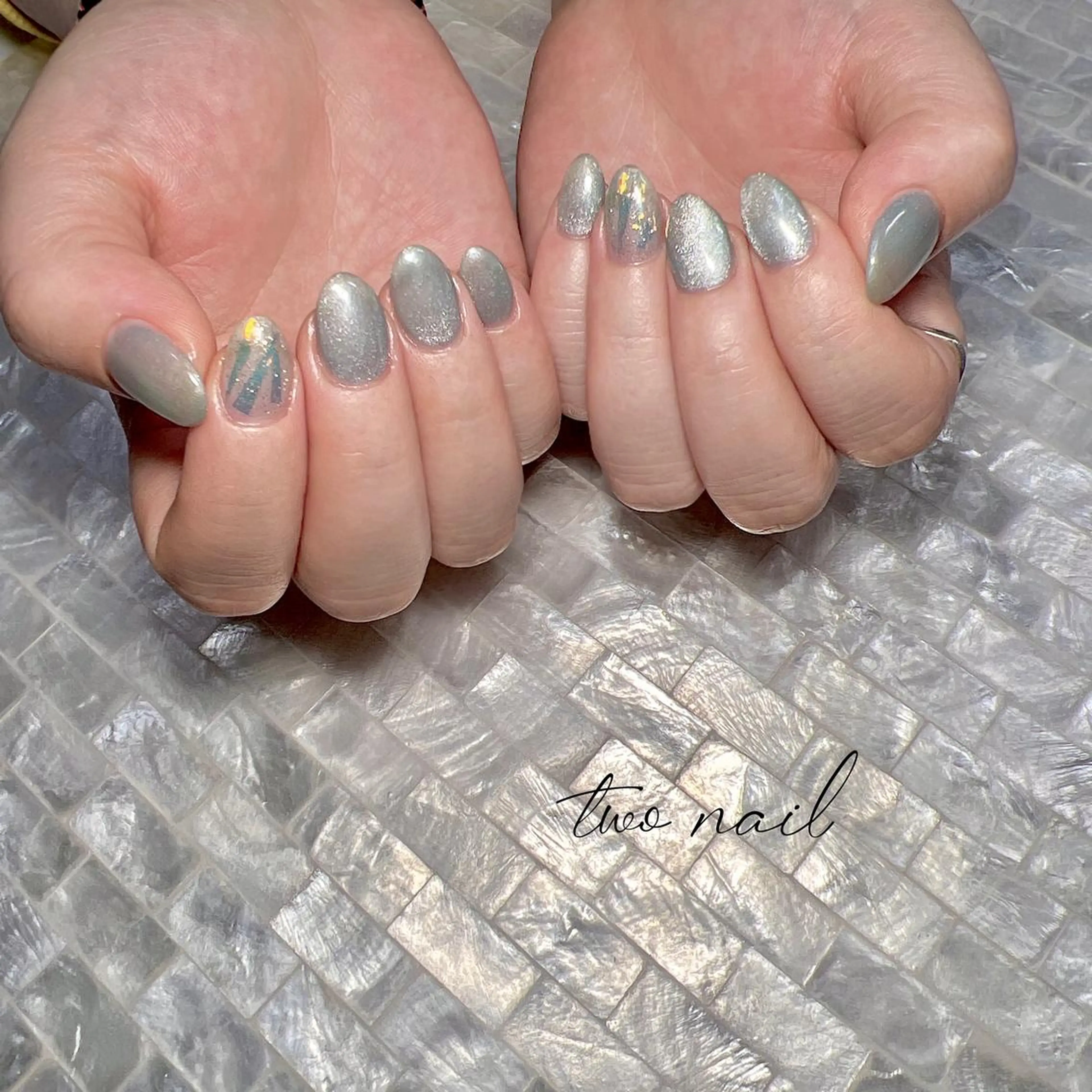 ネイル アートネイル オーロラネイル フットネイル ハート マグネットネイル ハンドネイル two nailのネイルデザイン