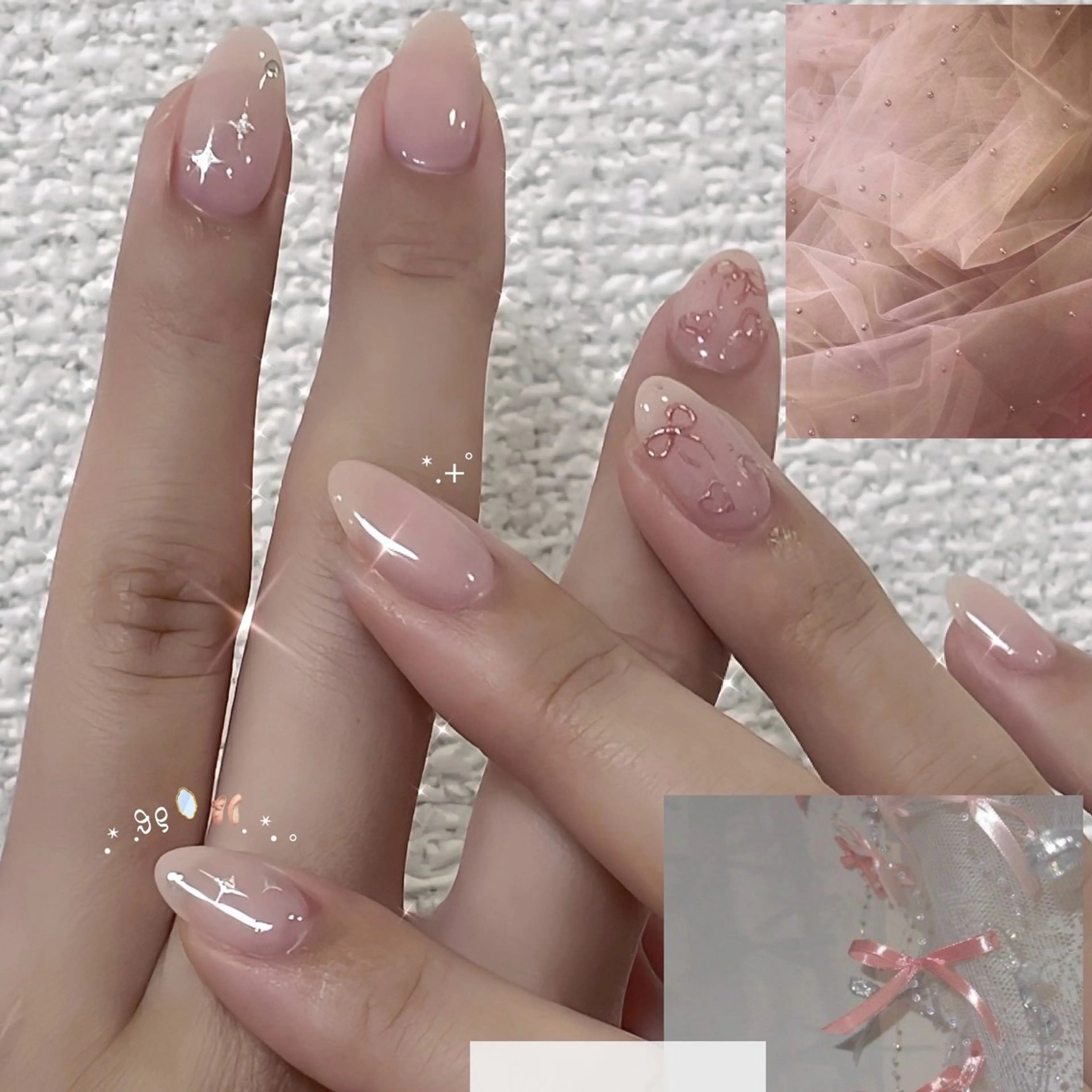 ネイル ハンドネイル MINAMI໒꒱ Y2K、韓国ガーリーのネイルデザイン