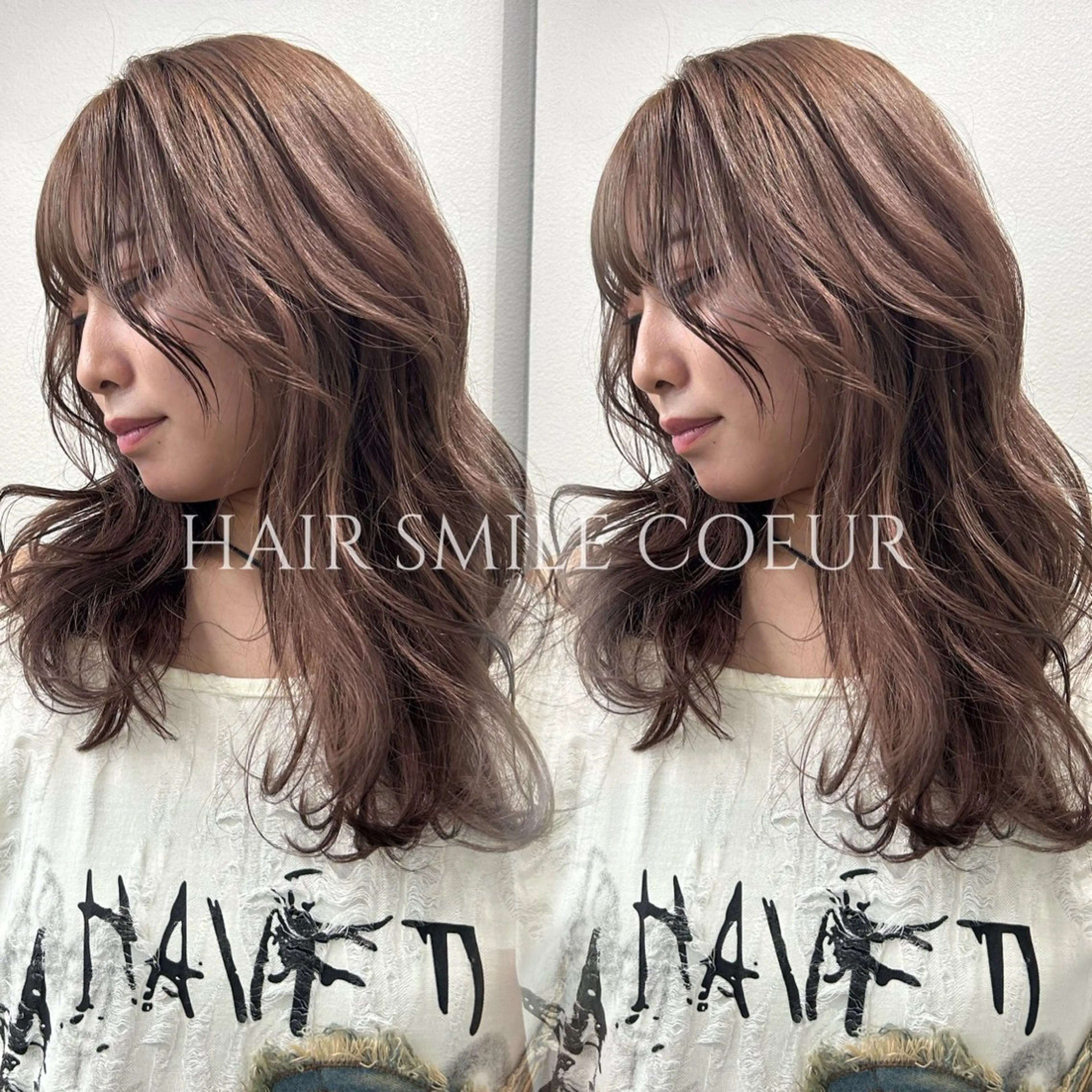 セミロング カラー ピンクカラー COEUR🧡 山下　優花のヘアスタイル