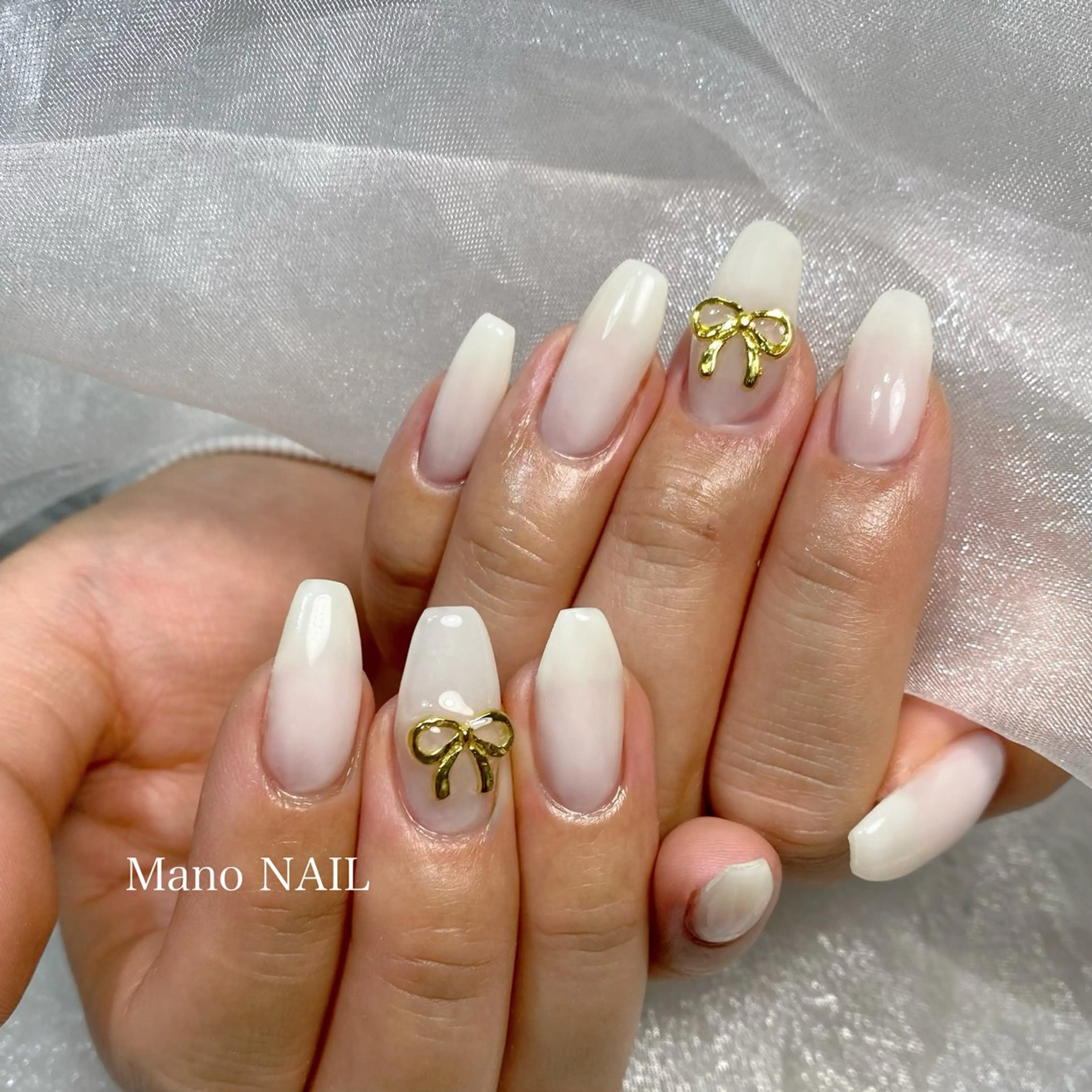 ネイル リボン ハンドネイル Mano NAILのネイルデザイン
