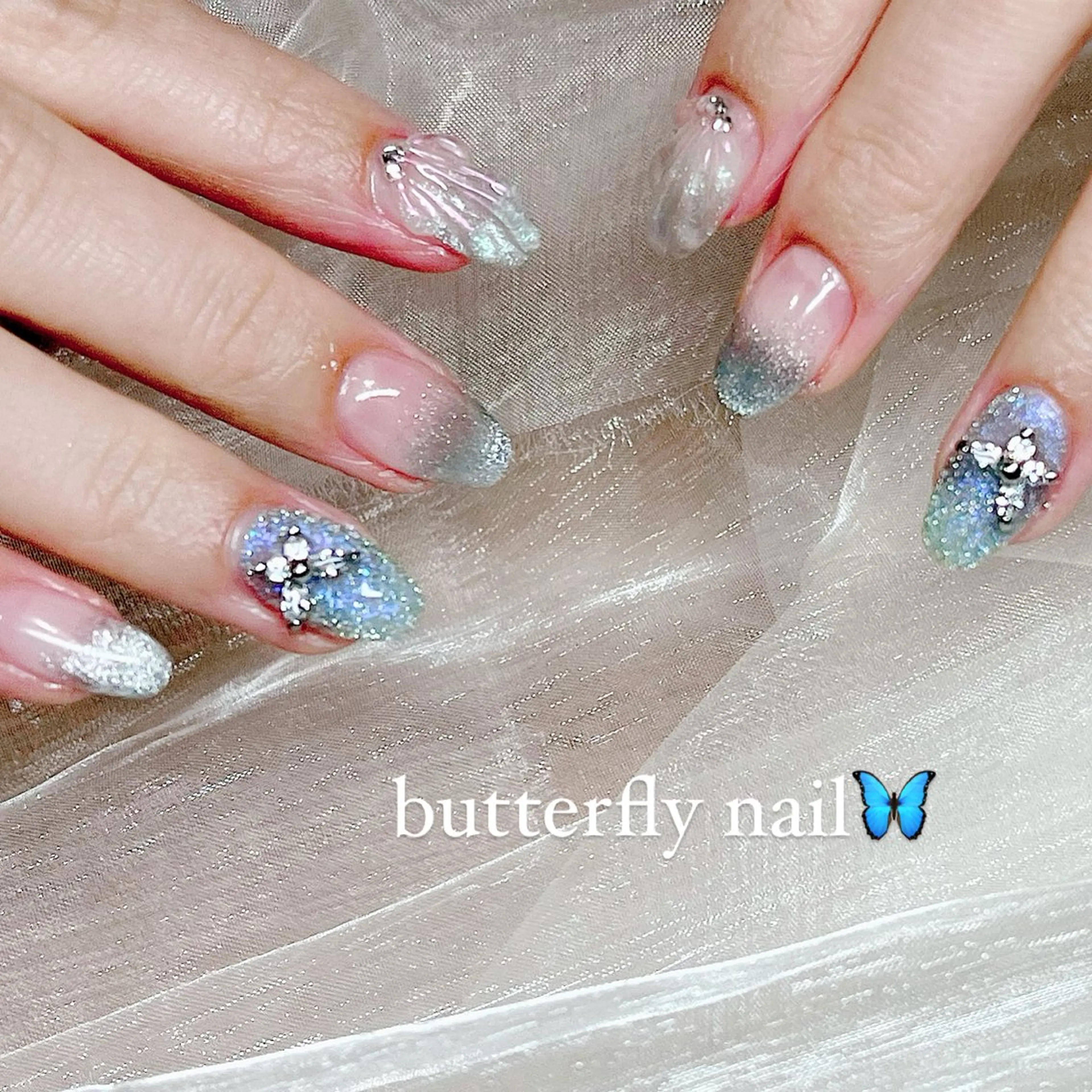 ネイル グラデーション 韓国ネイル オフィスネイル ピンク リボン n.hair所属・HTM _PUPULAのネイルデザイン