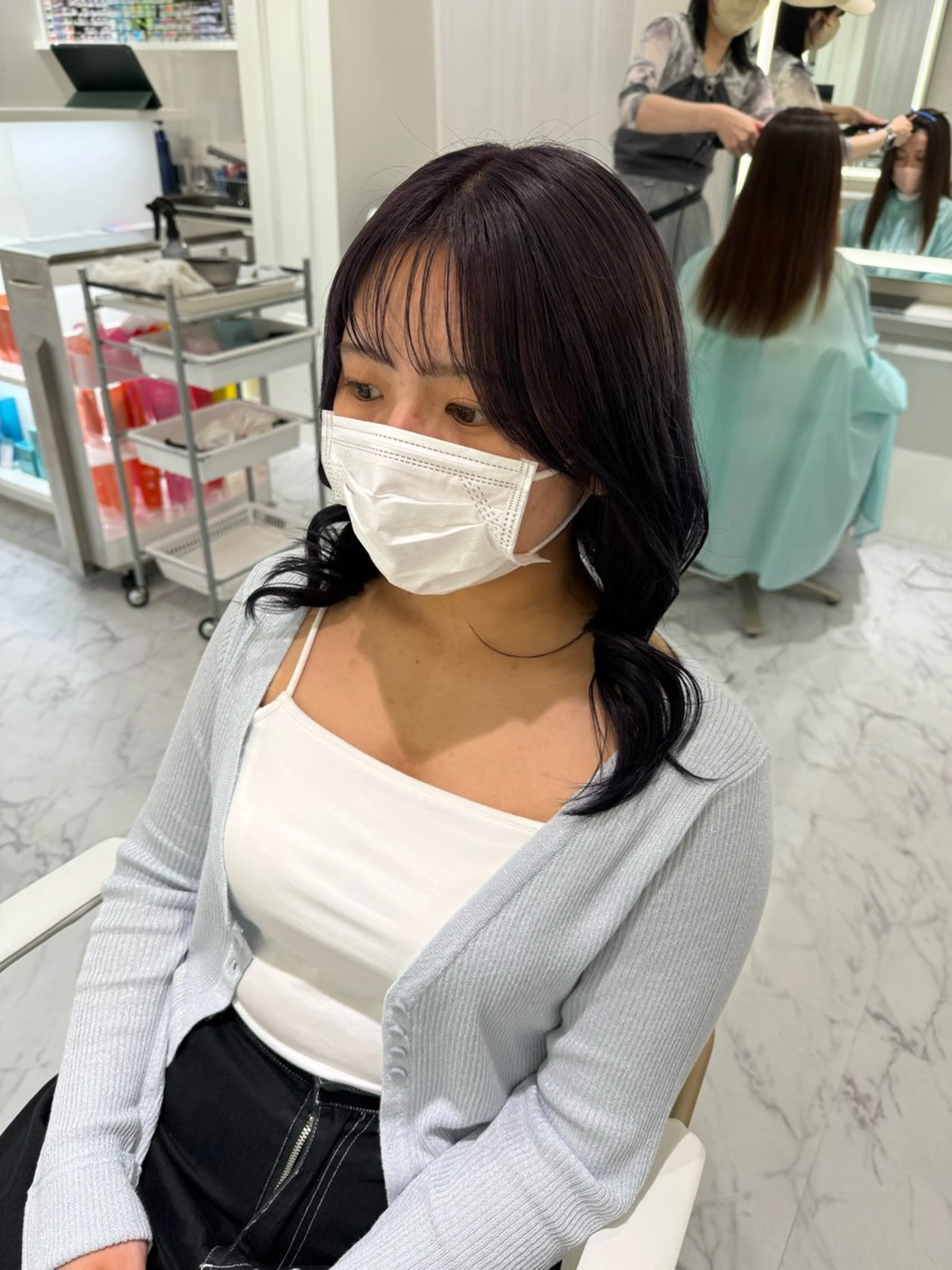 セミロング カラー ヘアカラー ParveMix🍀 藤原愛未のヘアスタイル