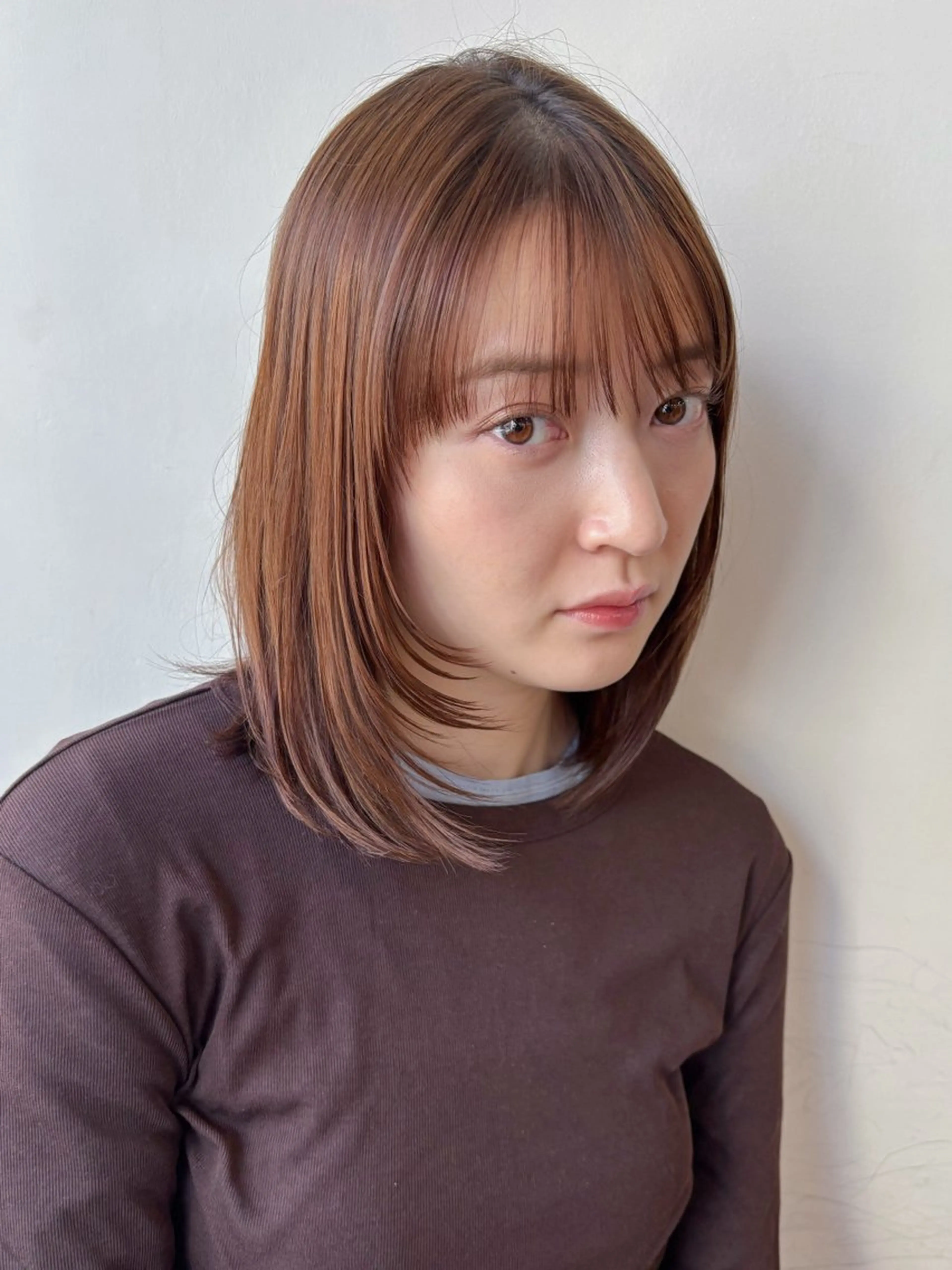 ミディアム ボブレイヤー ミディアムレイヤー ボブ くびれヘア 顔まわりレイヤー カット ヘアカラー トリートメント ボブ/ミディアム 親しみやすさ/さくらのヘアスタイル