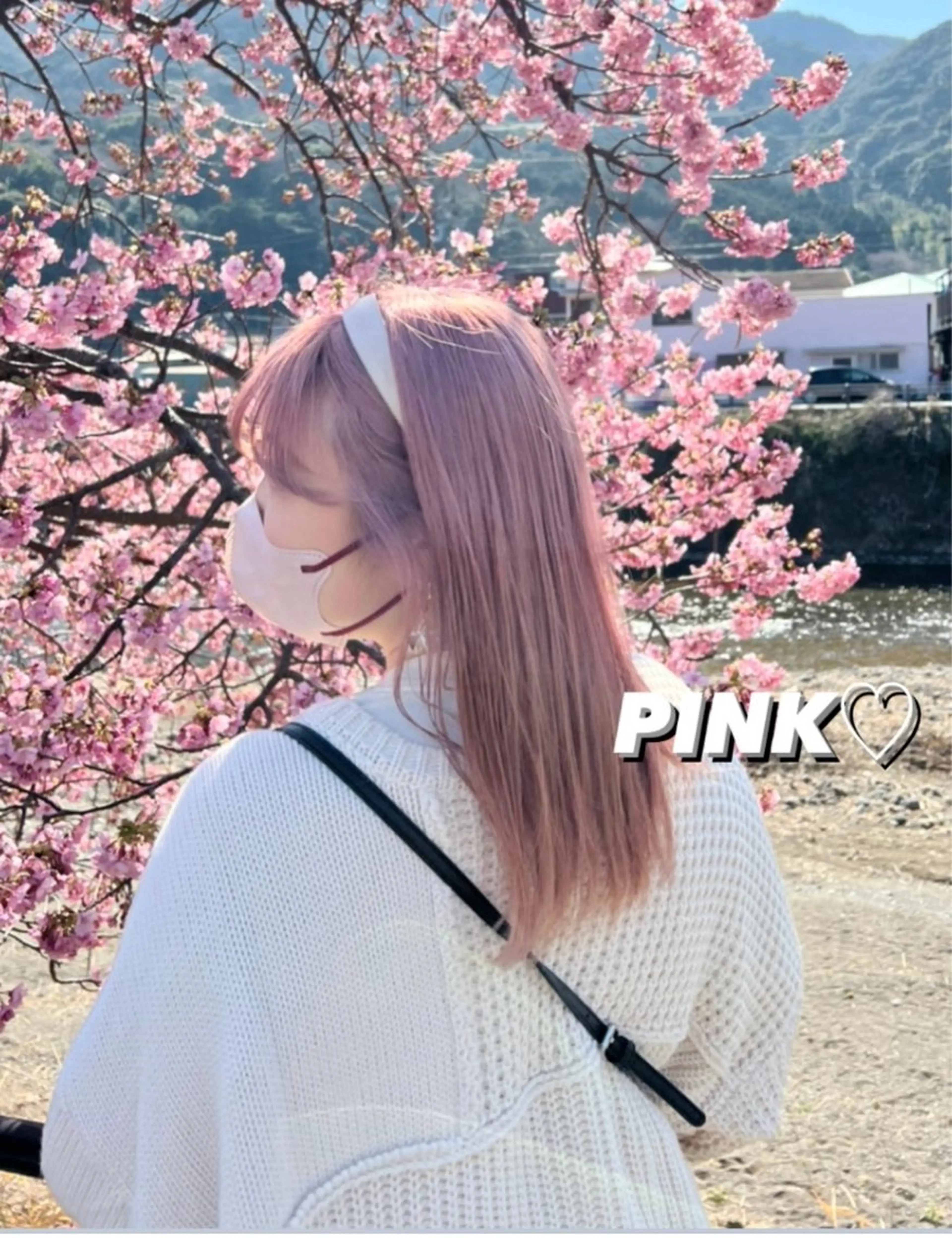 セミロング カラー ヘアアレンジ ヘアカラー トリートメント ハイトーンピンク🍑 ブリーチ🍑RINAのヘアスタイル