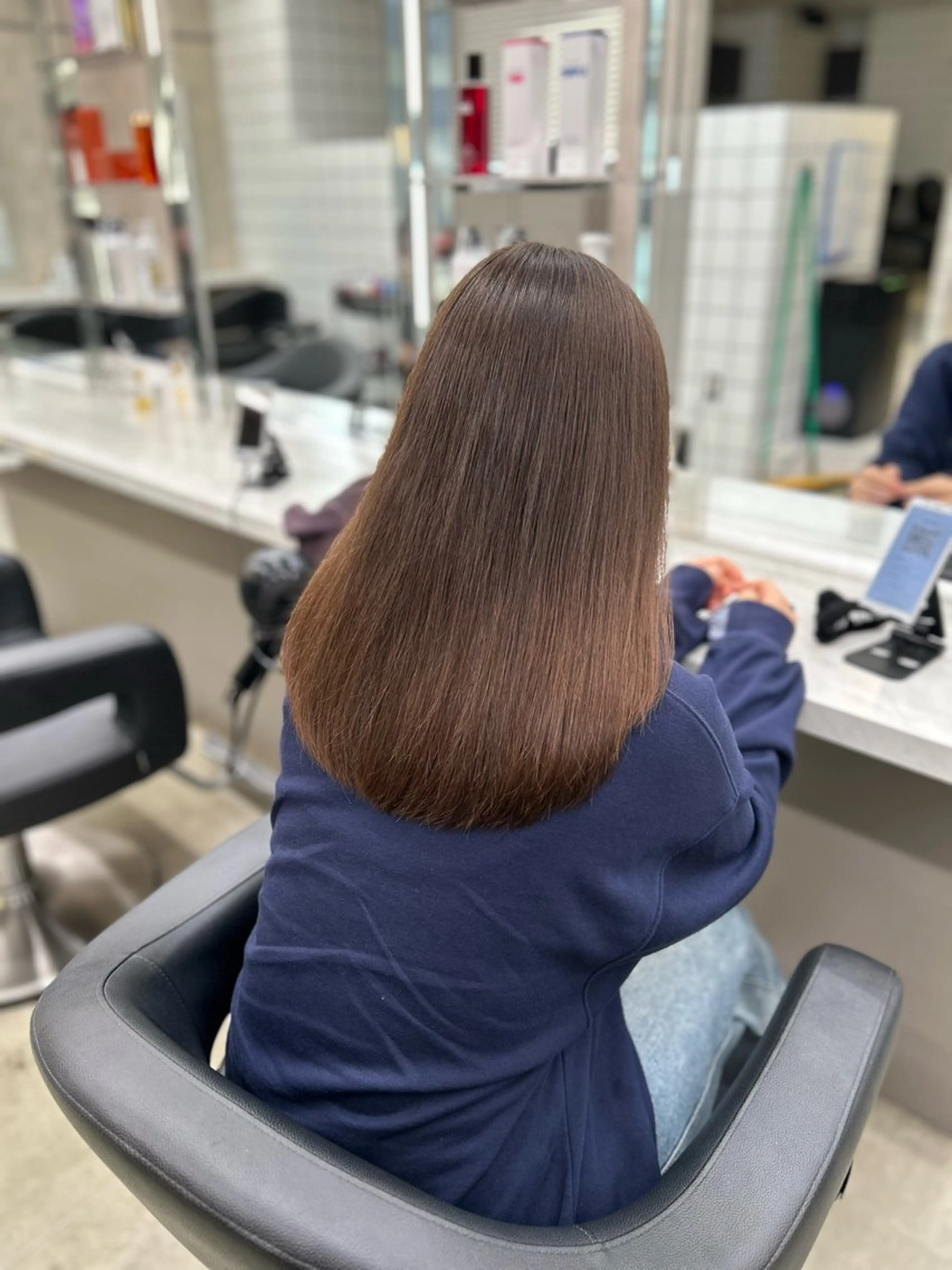 セミロング カラー パーマ ヘアアレンジ メンズ キッズ 🦋韓国レイヤー/ 透明感グレージュ🦋のヘアスタイル