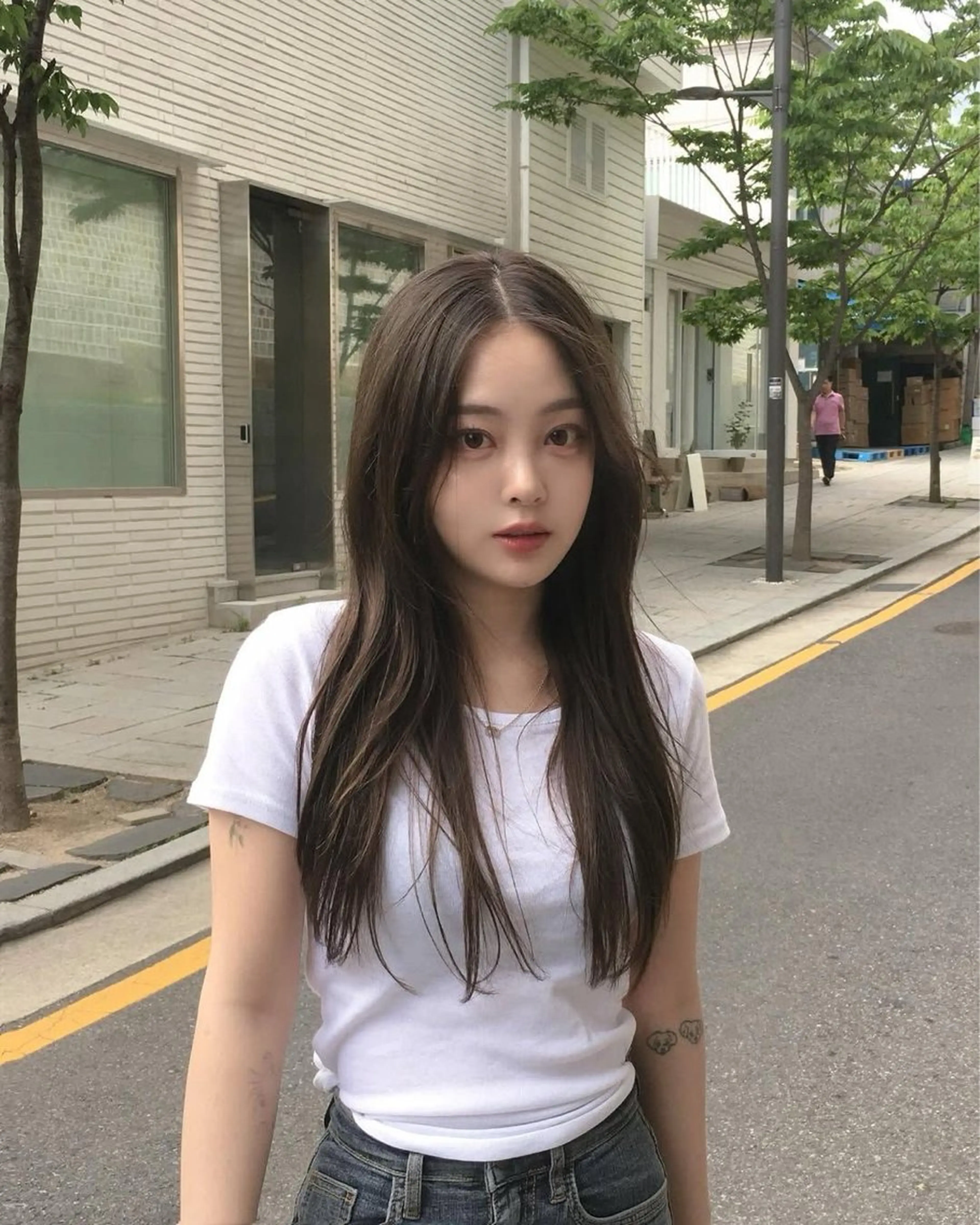 ロング カラー カット ヘアカラー トリートメント 莉乃/縮毛矯正/髪質 改善/艶カラーのヘアスタイル