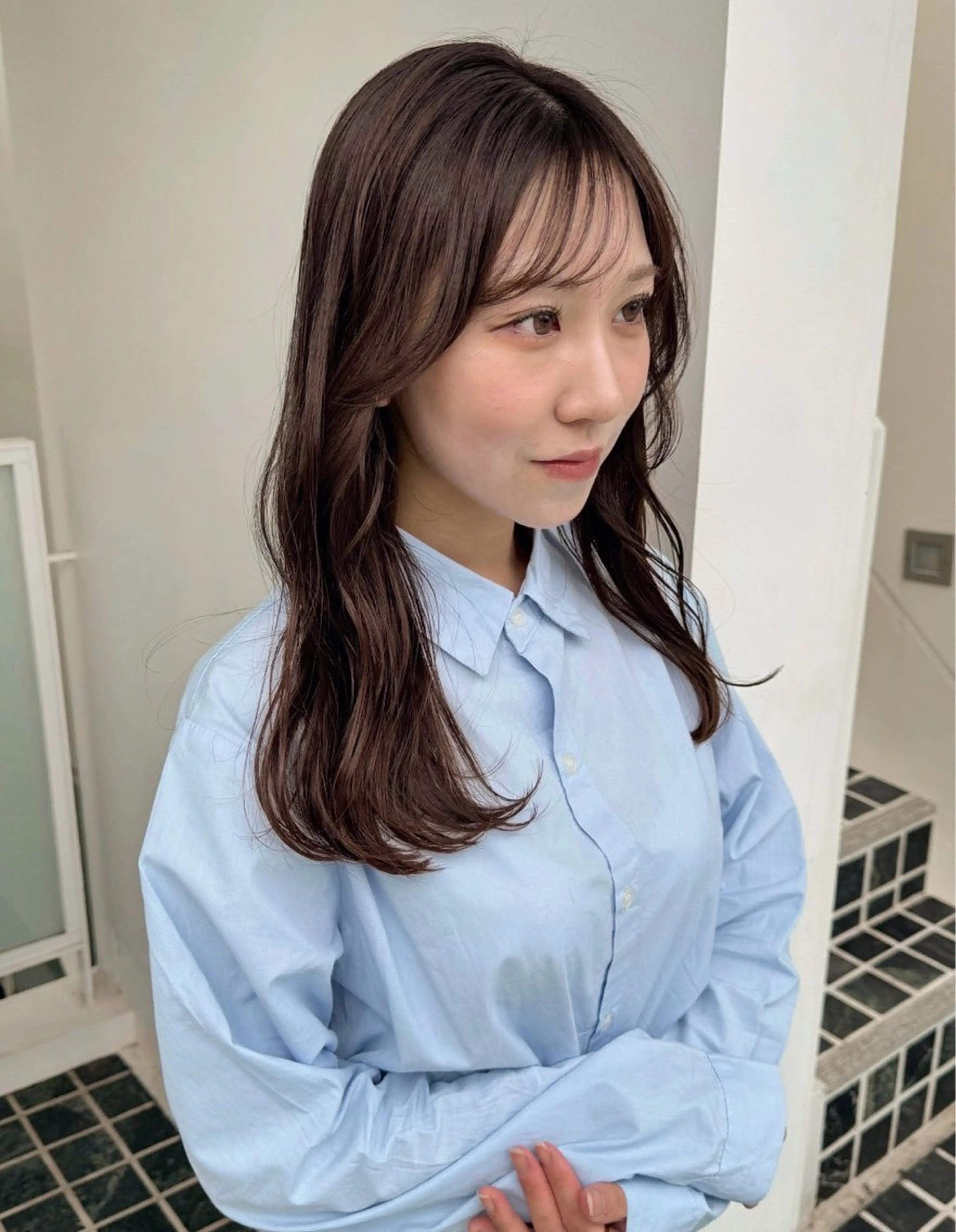 カラー ヘアカラー トリートメント maina/透明感 ベージュ/ブラウンのヘアスタイル