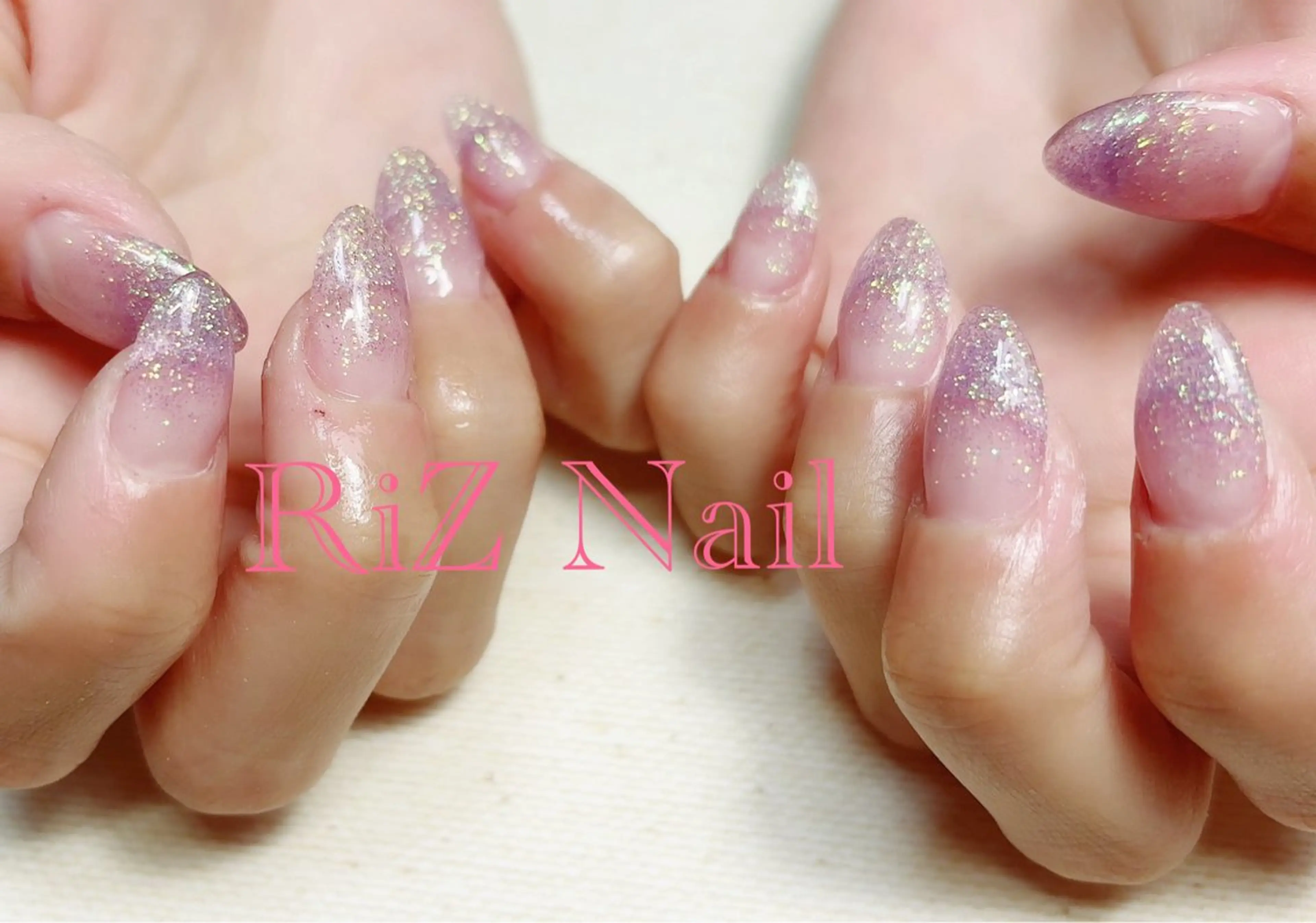 ネイル グラデーション ラメ(グリッター) ラメグラデーション パープル ハンドネイル RiZ nail salonのネイルデザイン