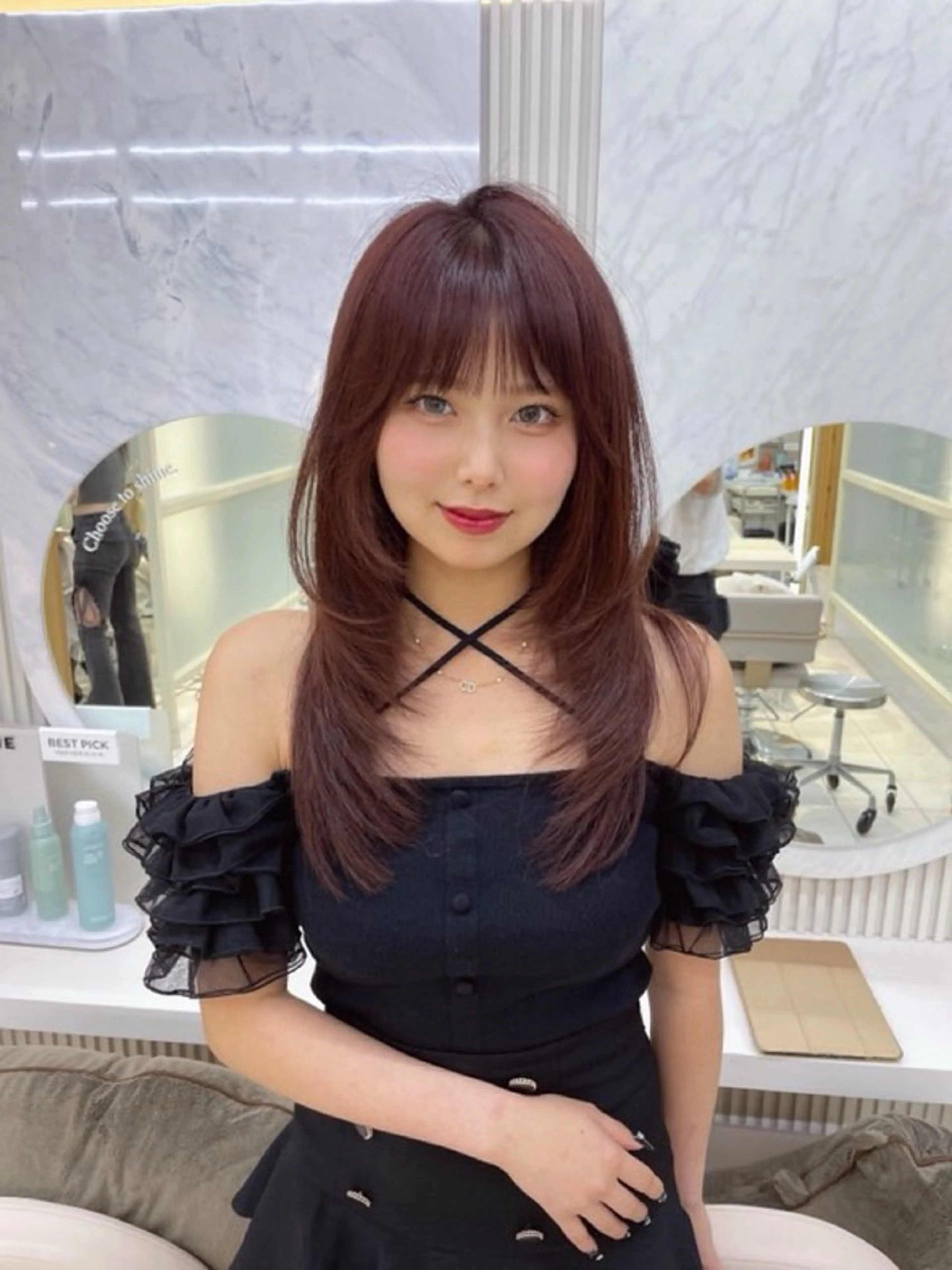 セミロング カット 顔周り/透明感カラー /韓国ヘア/TAKUのヘアスタイル