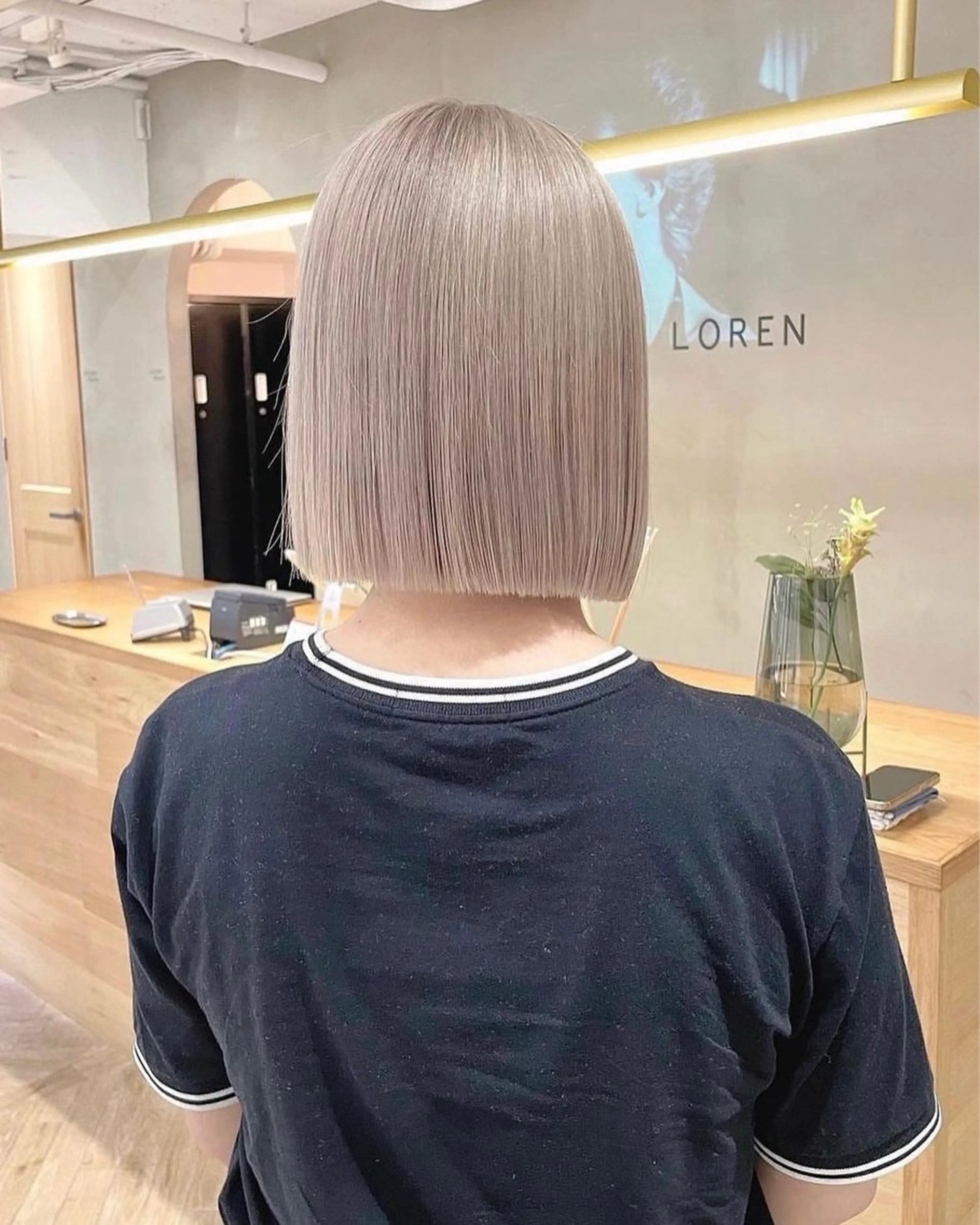 ミディアム カラー ベージュカラー ブリーチ ダブルカラー イルミナカラー ミルクティーベージュ ヘアカラー トリートメント ボブ/レイヤー 🌟梅田盛一🌟のヘアスタイル