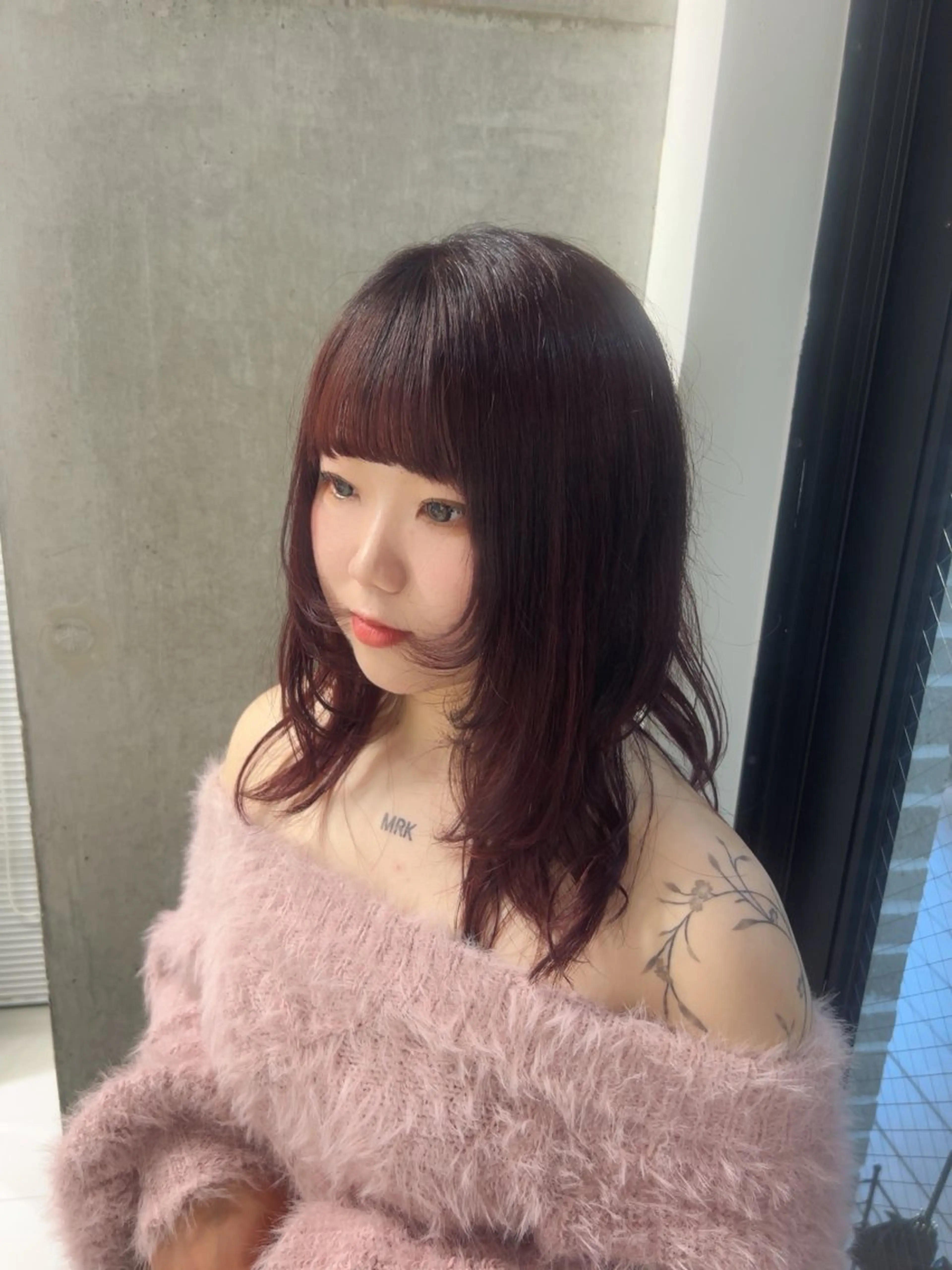 ミディアム カラー レッドカラー Baciami 博多所属・saya/ Baciami博多のヘアスタイル