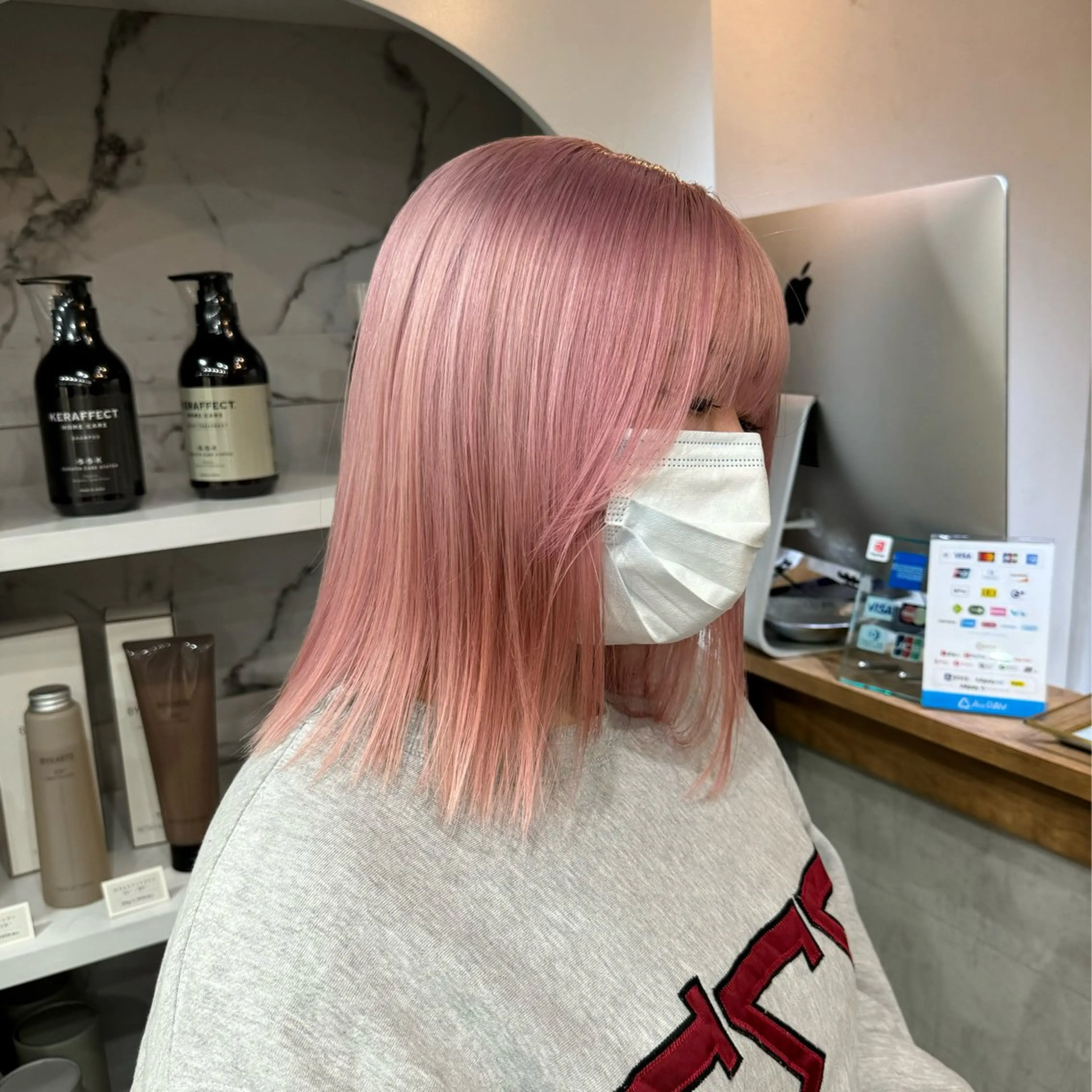 セミロング カラー 透明感ワンカラー梅田 ダブルカラー/川上のヘアスタイル