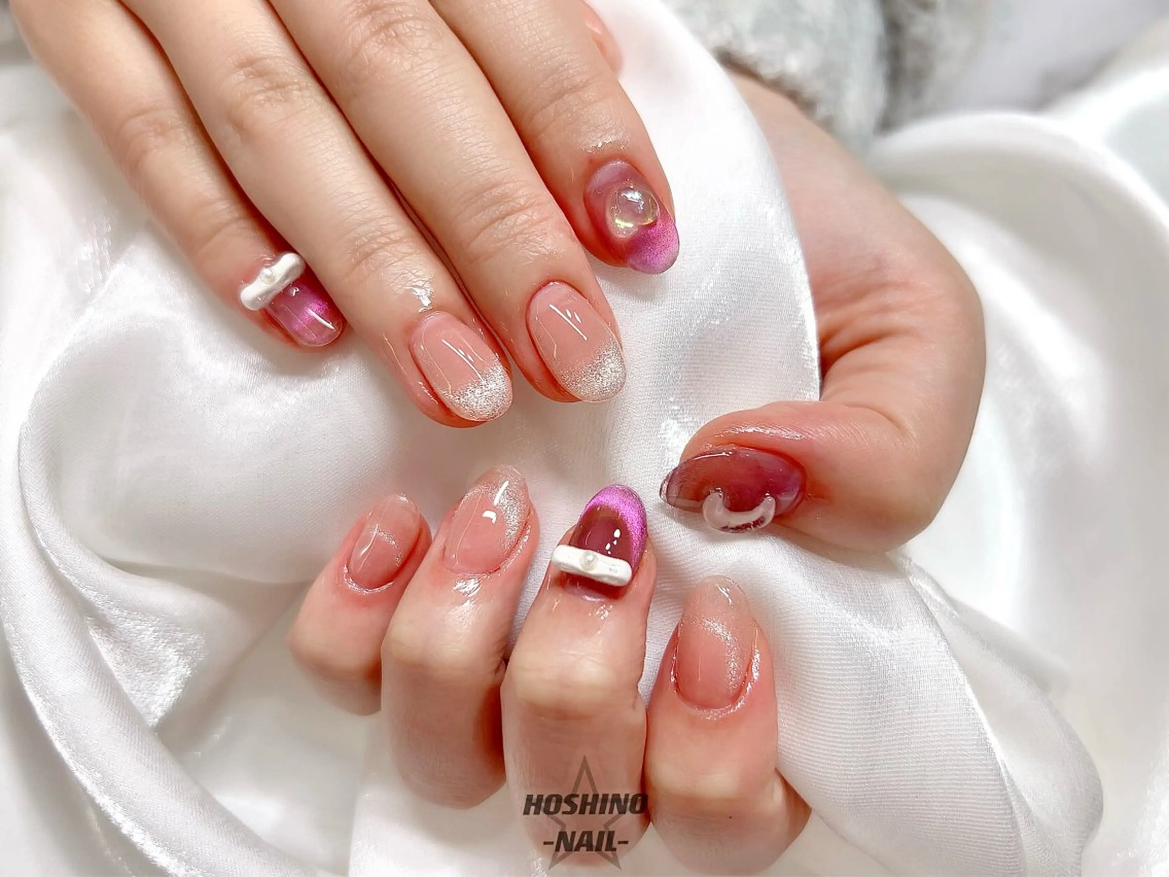 ネイル フレンチネイル マグネットネイル マグネットフレンチ ハンドネイル ★HOSHINO NAIL★新宿店のネイルデザイン