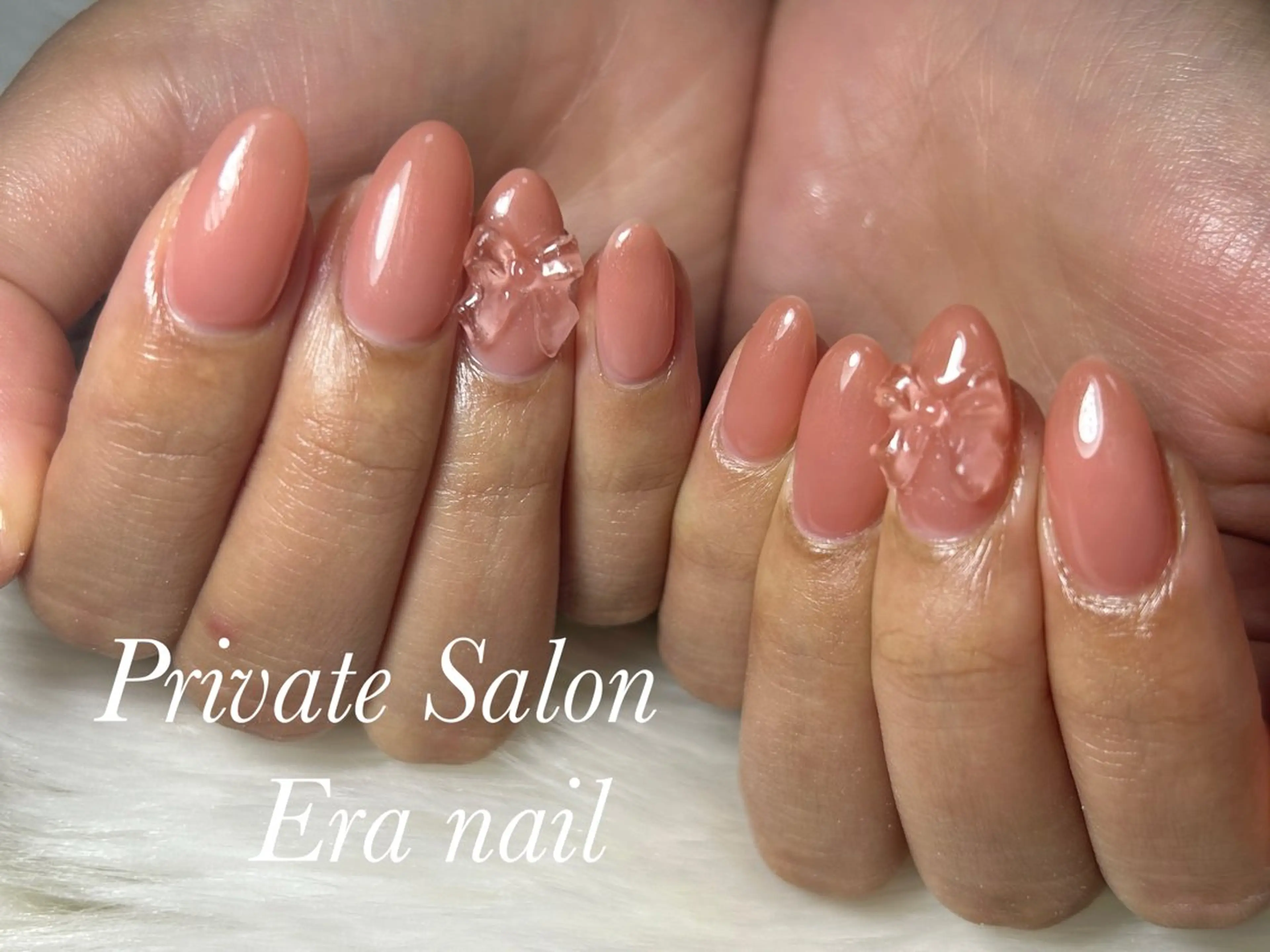 ネイル ワンカラーネイル リボン ハンドネイル Era nailのネイルデザイン