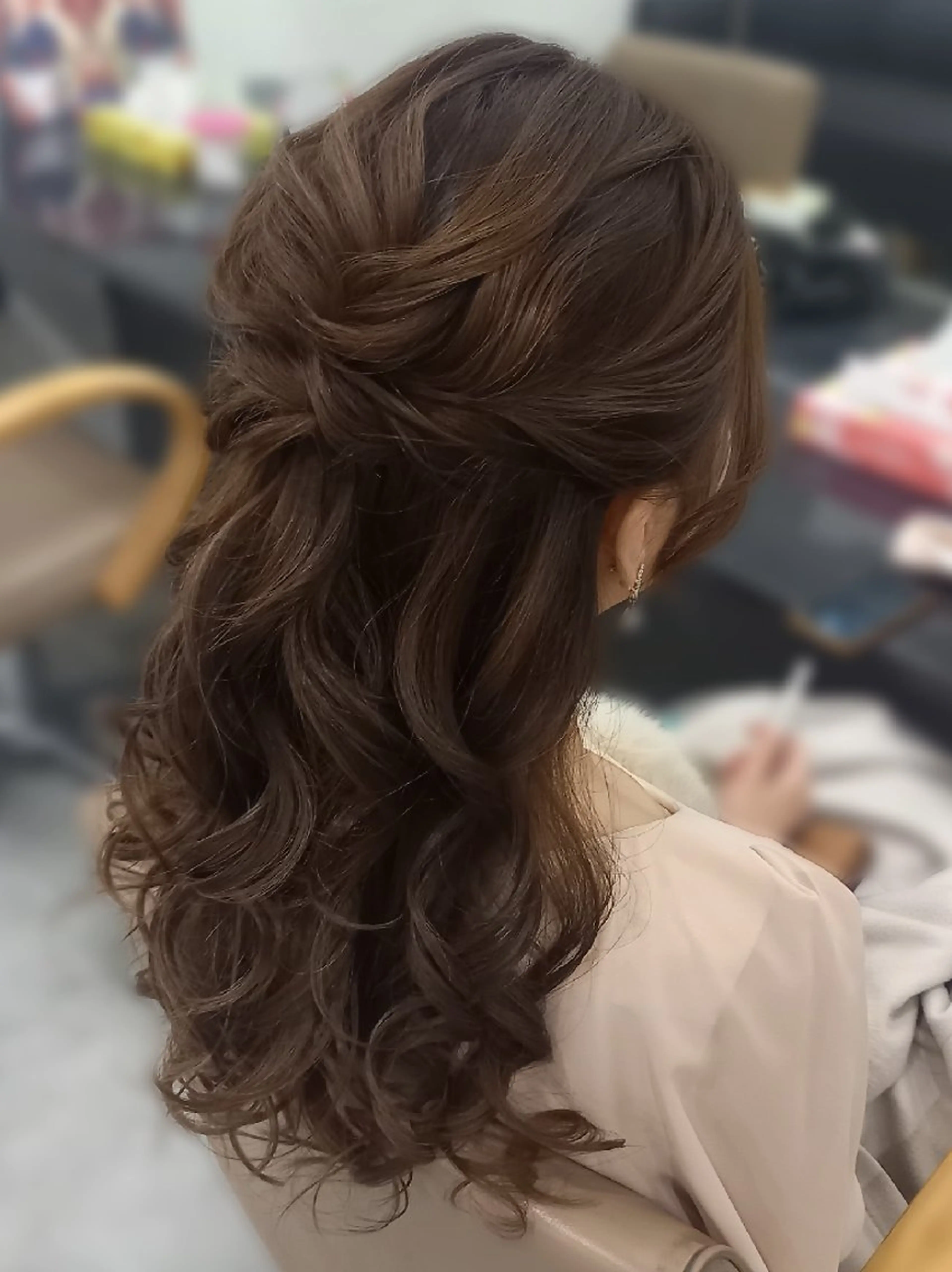 ロング ヘアアレンジ ハーフアップ ヘアセット ヘアセット/中洲 Akaneのヘアスタイル