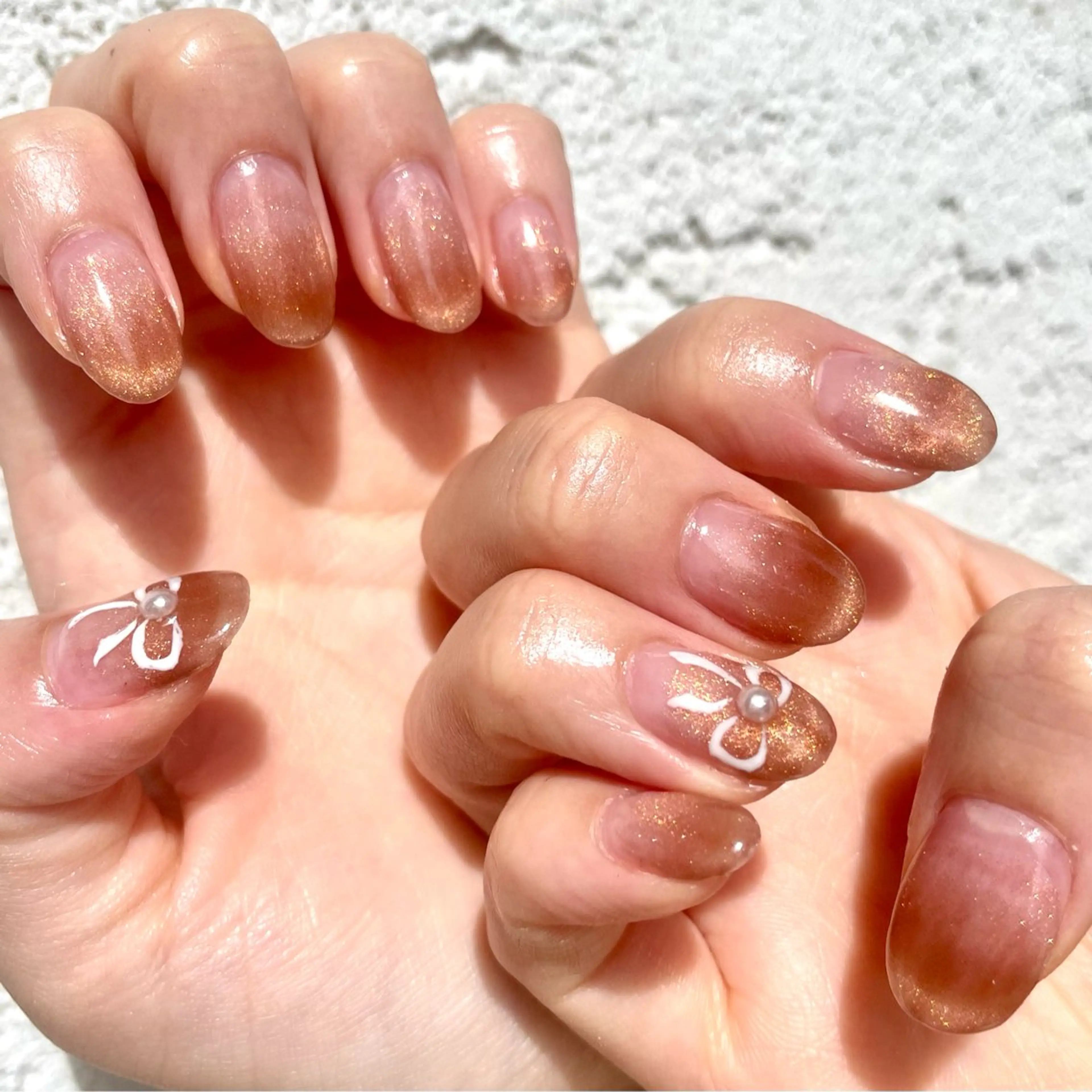 ネイル アートネイル ブルー ドット フラワーネイル グラデーション Seemly 千田町店所属・フラワーパラジェル 🌸シームリーエミのネイルデザイン