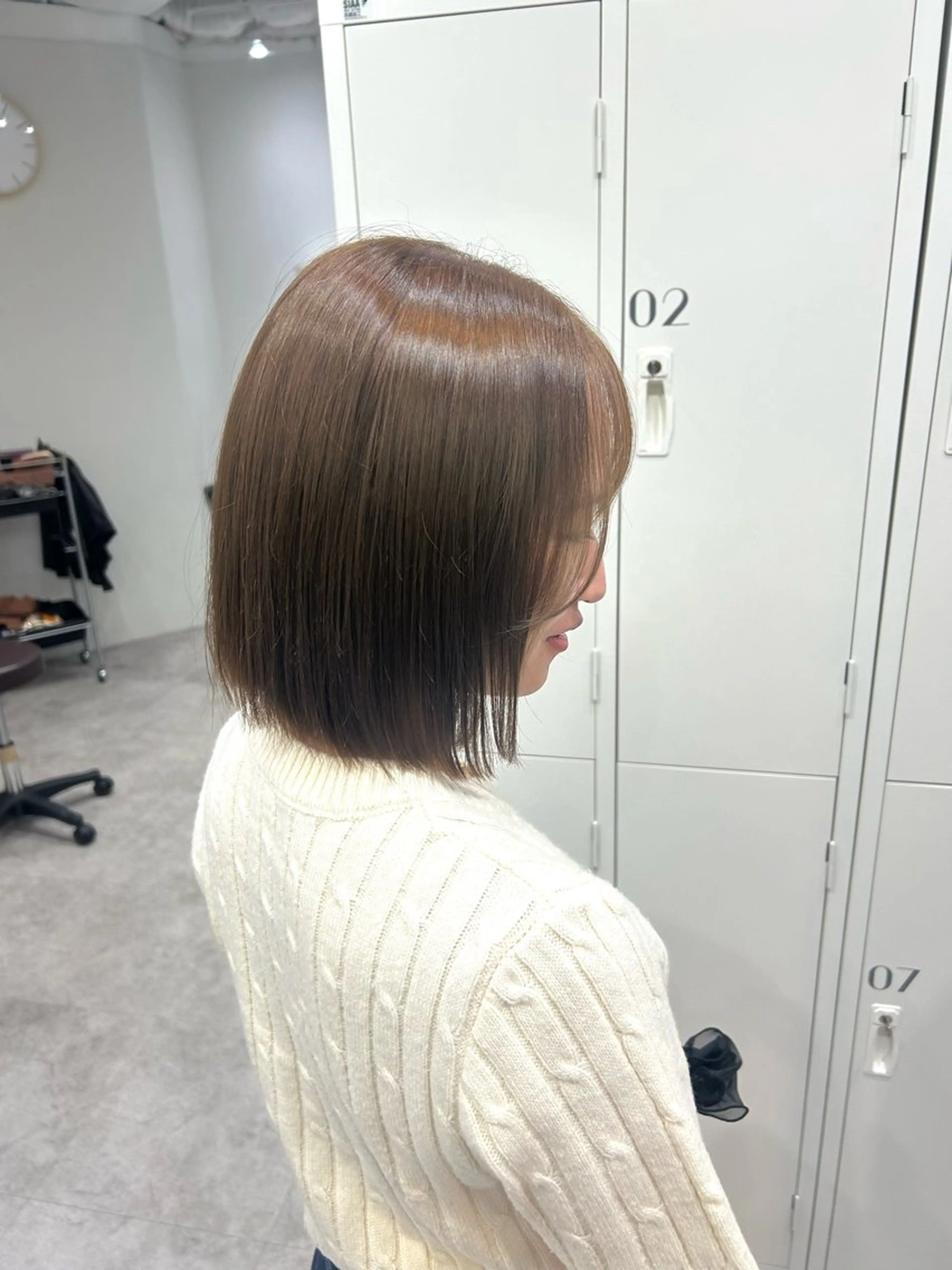 ミディアム カラー ヘアアレンジ ベージュカラー オリーブベージュ ヘアカラー ボブ /ニュアンス/ satomi🧸💖のヘアスタイル