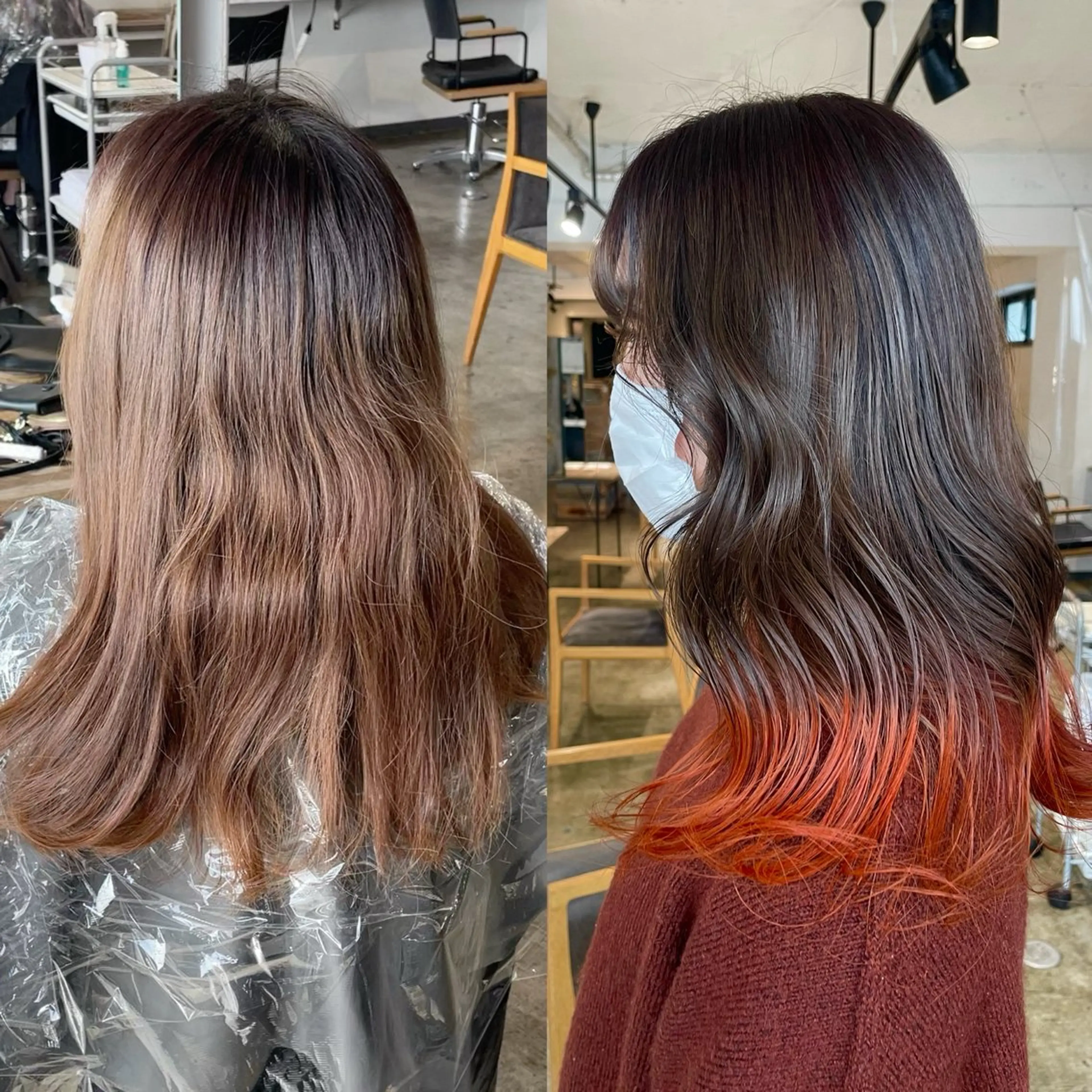 ロング カラー ブリーチ ケアブリーチ ケアカラー デザインカラー ダブルカラー ヘアカラー トリートメント 暖色カラー🍒 ケアブリーチ/akiのヘアスタイル