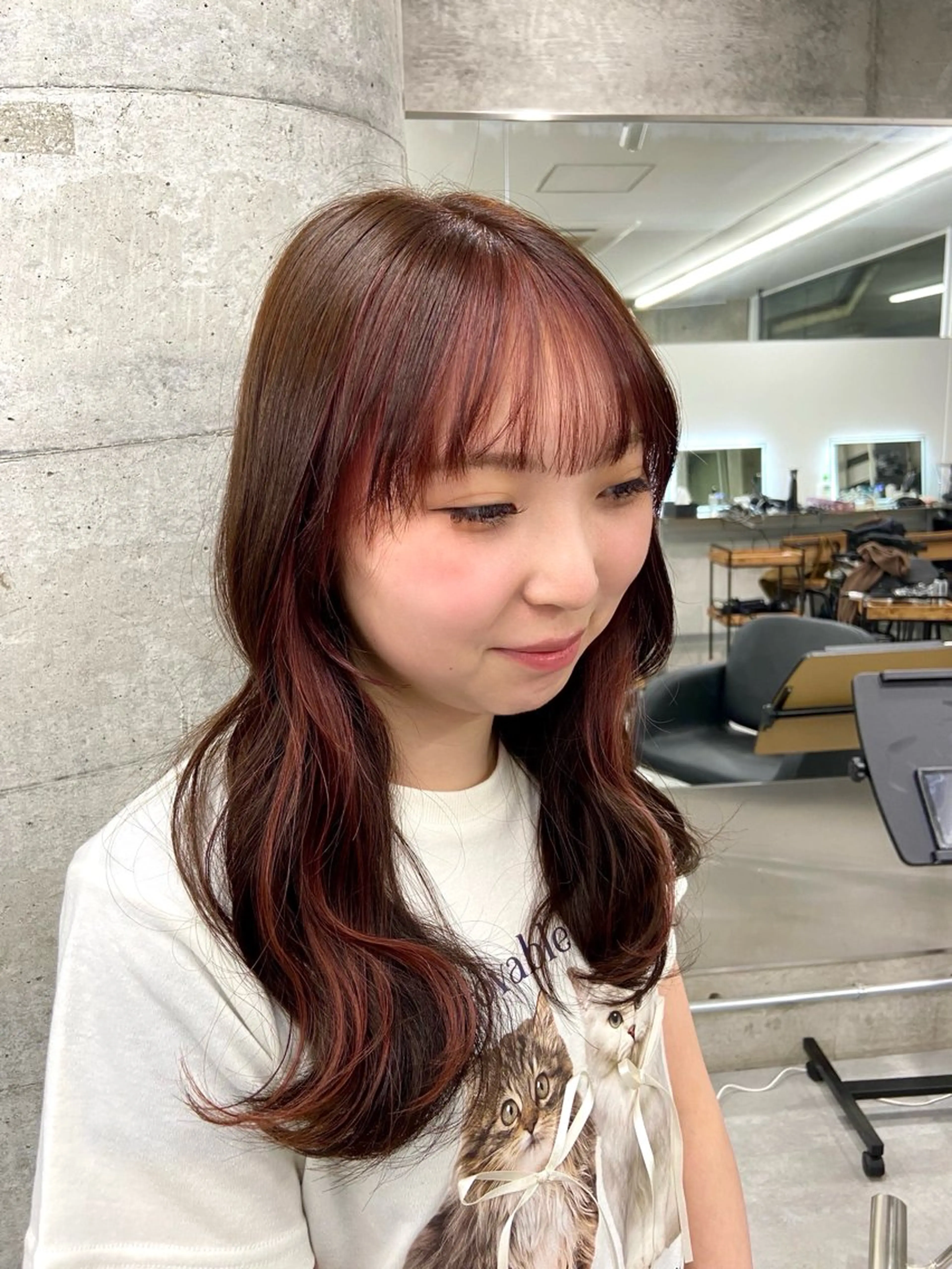 セミロング カラー インナーカラー ピンクカラー 顔周りカット カット ヘアカラー トリートメント Kotoko🖤/海 外/バレイヤージュのヘアスタイル