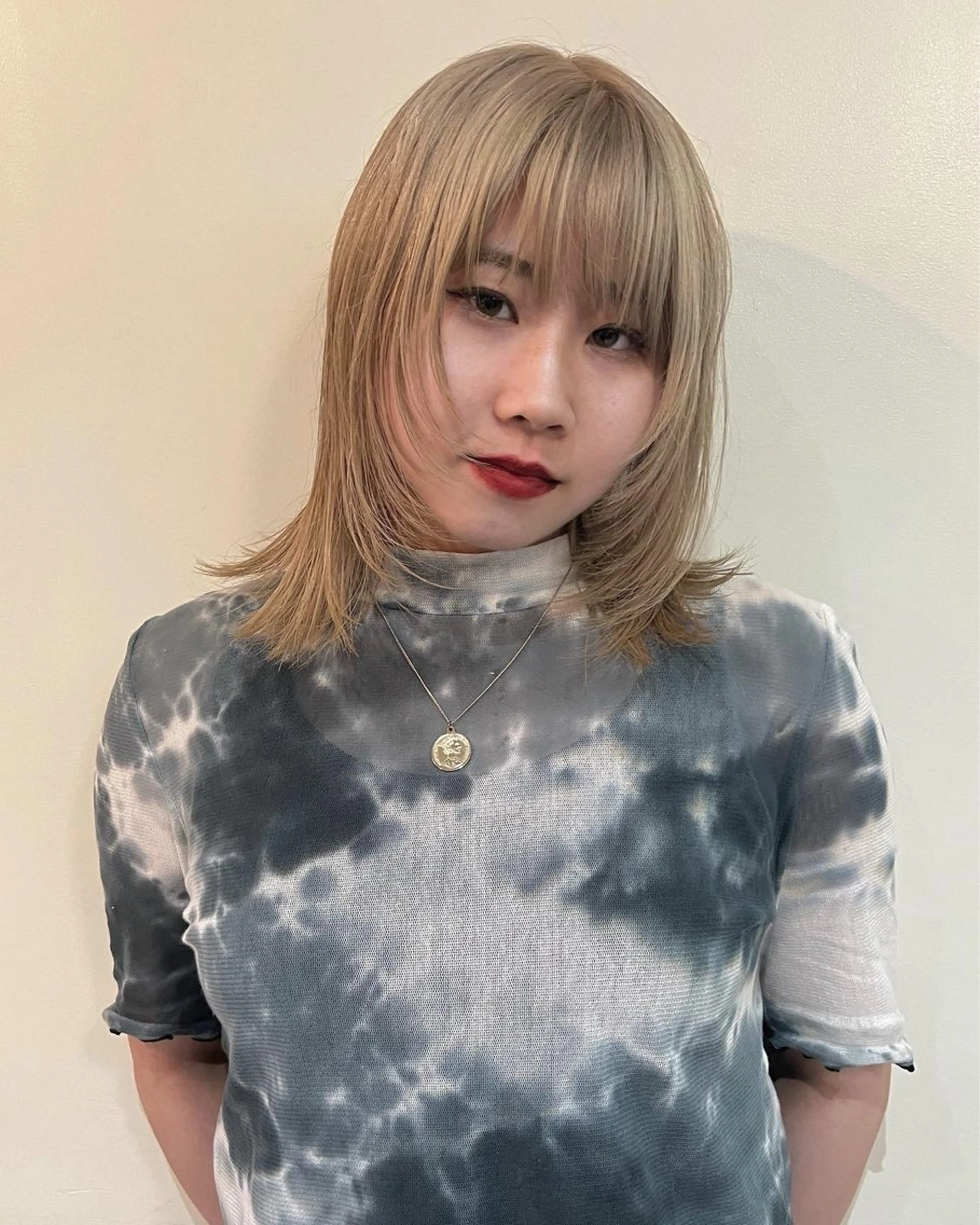 ミディアム ボブレイヤー ボブ 顔まわりレイヤー ハイレイヤー 韓国風ヘア カット トリートメント レイヤーカット\ウル フ　chinatsuのヘアスタイル