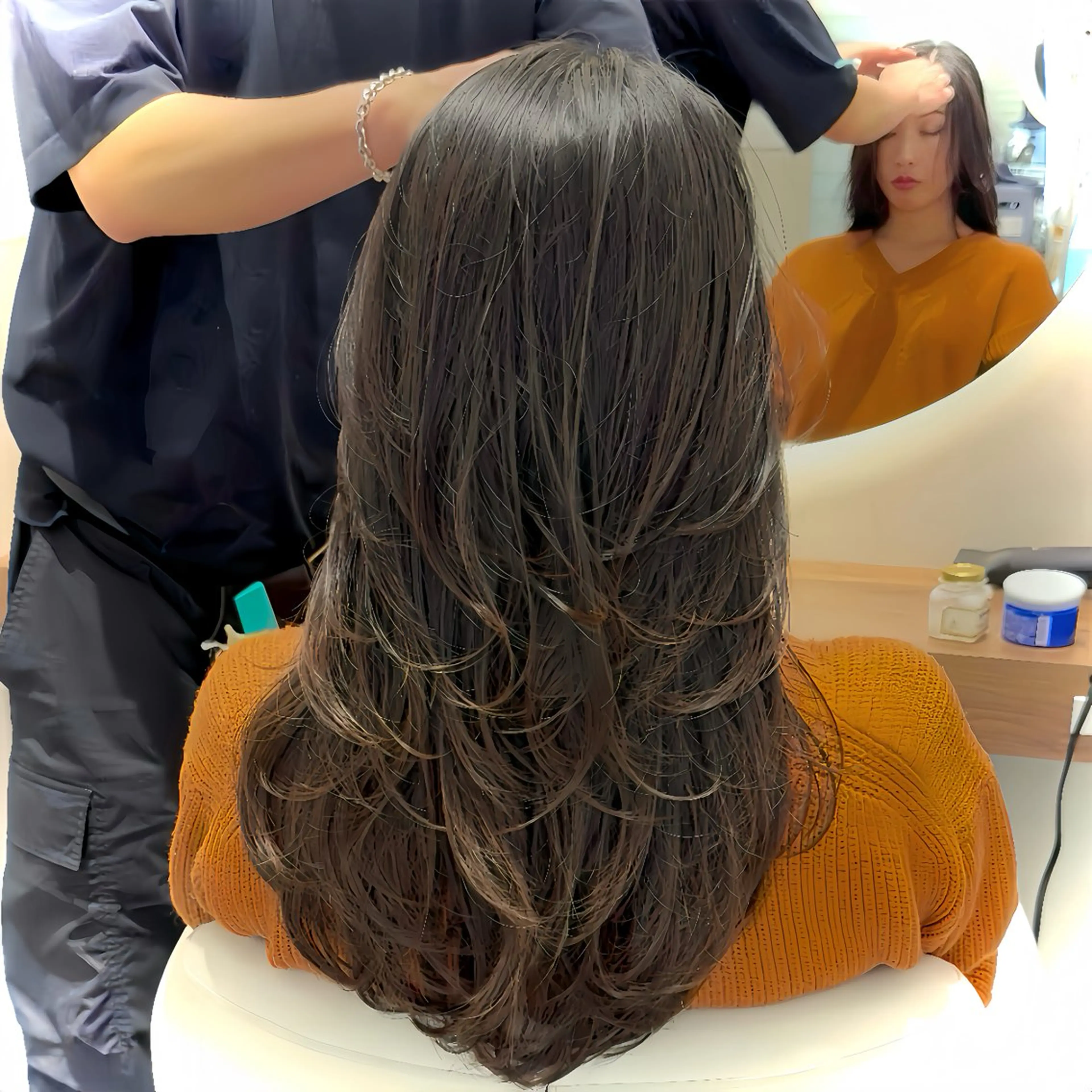 ロング レイヤーカット 縮毛矯正 カット ヘアカラー SALOWIN 銀座Ray Ⅱ所属・縮毛矯正/レイヤー MUNEYOSHIのヘアスタイル