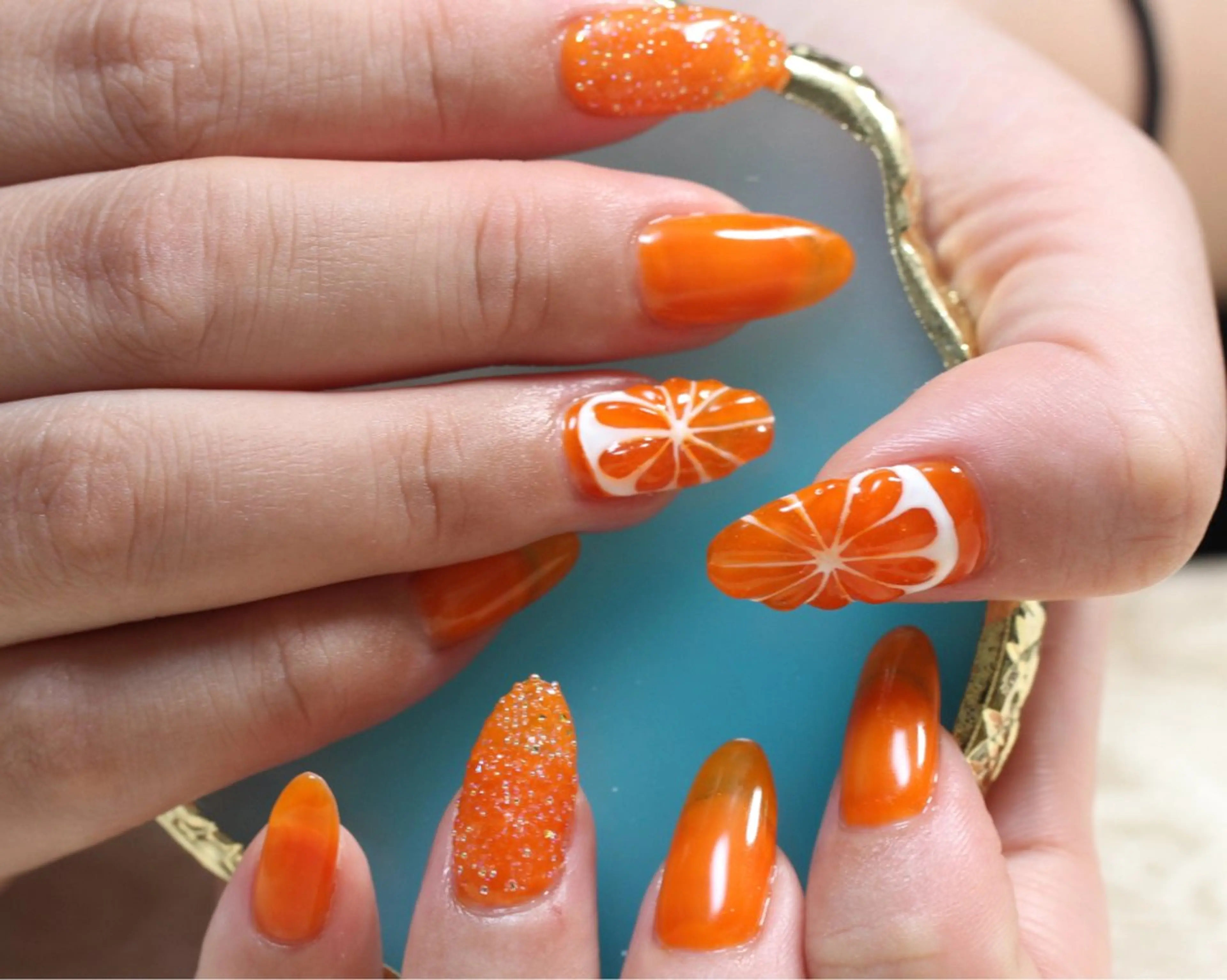 ネイル ジェルネイル オレンジ ぷっくりネイル ママリンド　志村坂上店所属・しみ えんのネイルデザイン