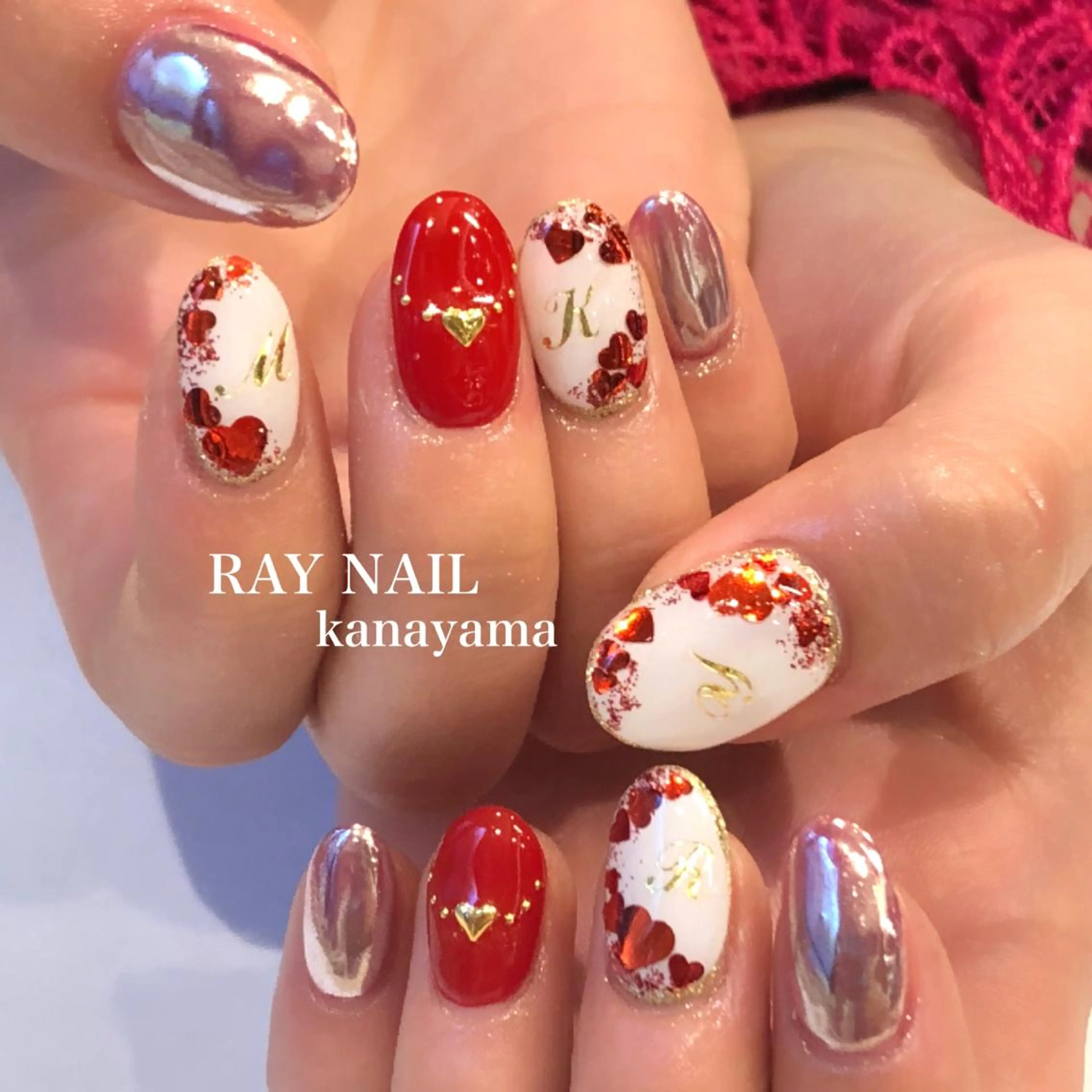 ネイル ハート バレンタイン Arowa 伊田のネイルデザイン