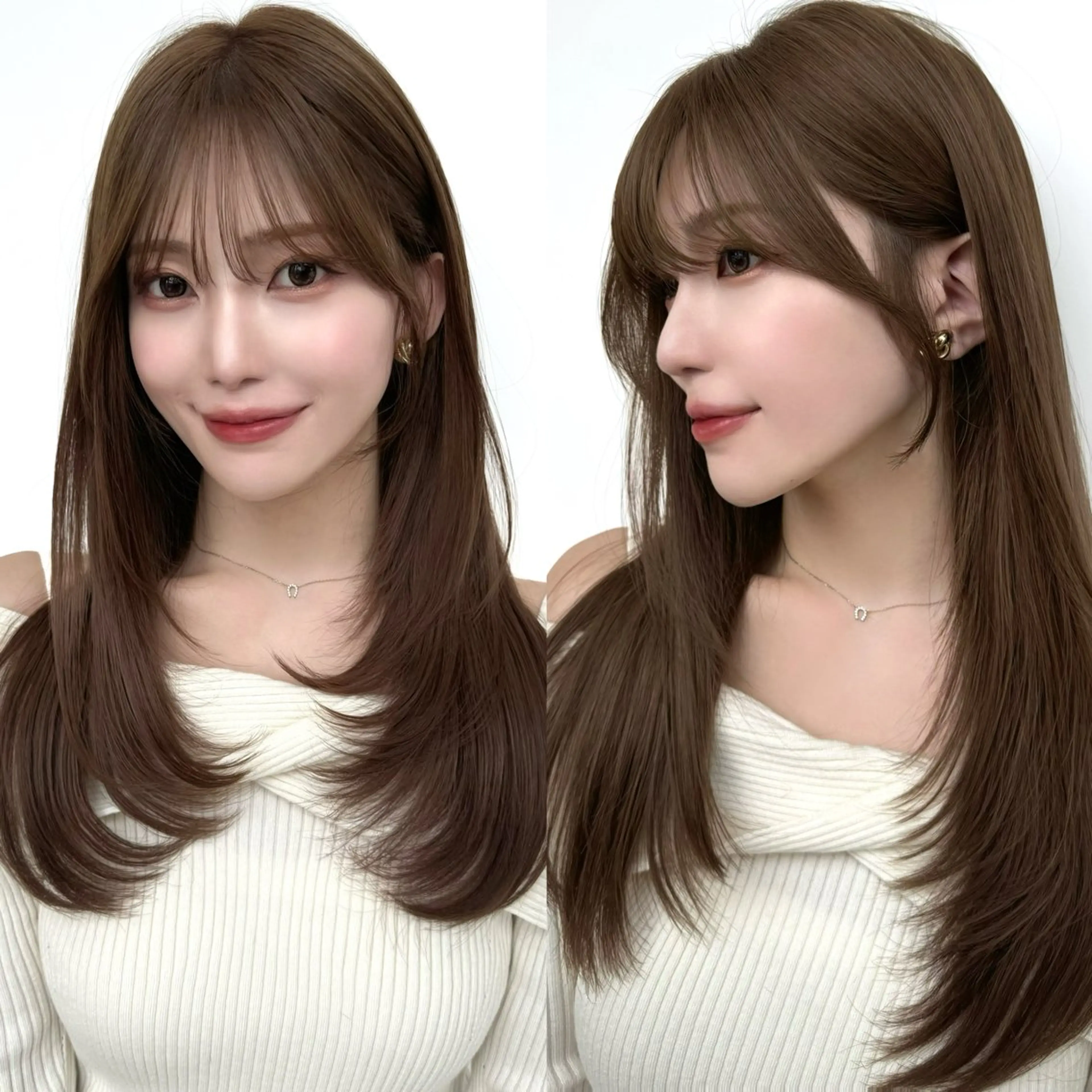 セミロング レイヤーカット/ 顔まわり/アオイのヘアスタイル