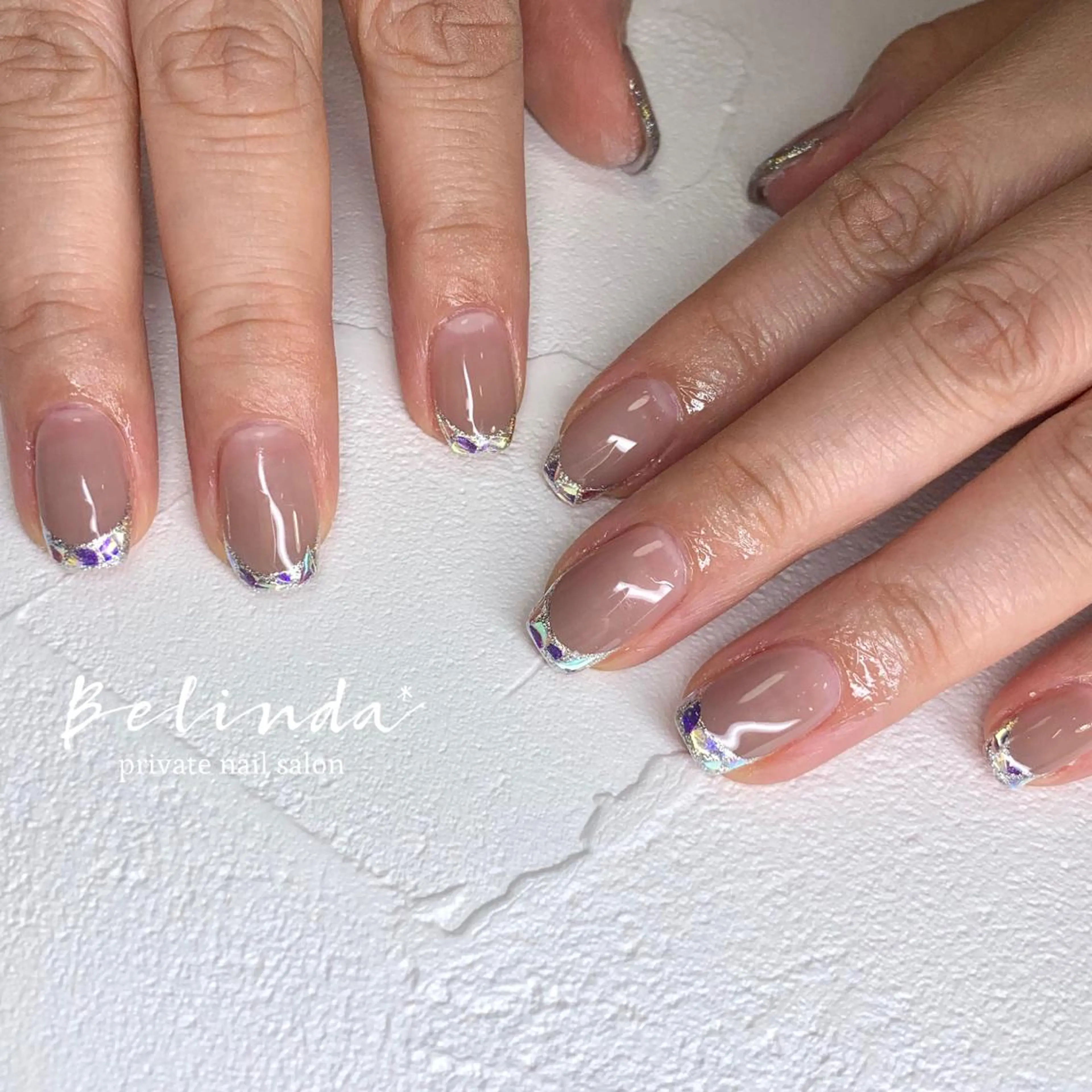 ネイル フレンチネイル ガラスフレンチ ハンドネイル Belinda Nailのネイルデザイン