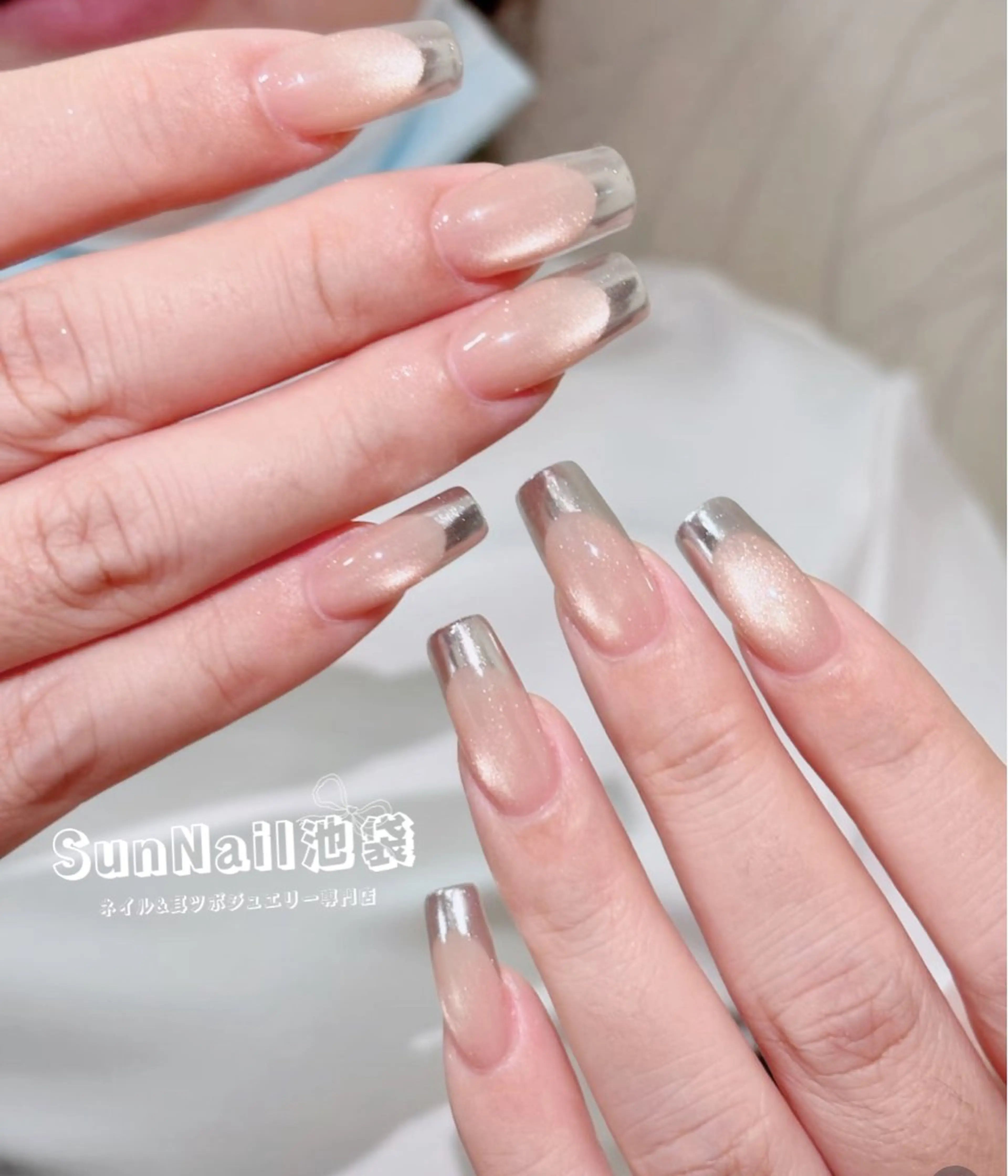 ネイル チークネイル 長さ出し フレンチネイル ガーリー 韓国ネイル ハンドネイル ハンドケア Sun Nail 池袋のネイルデザイン