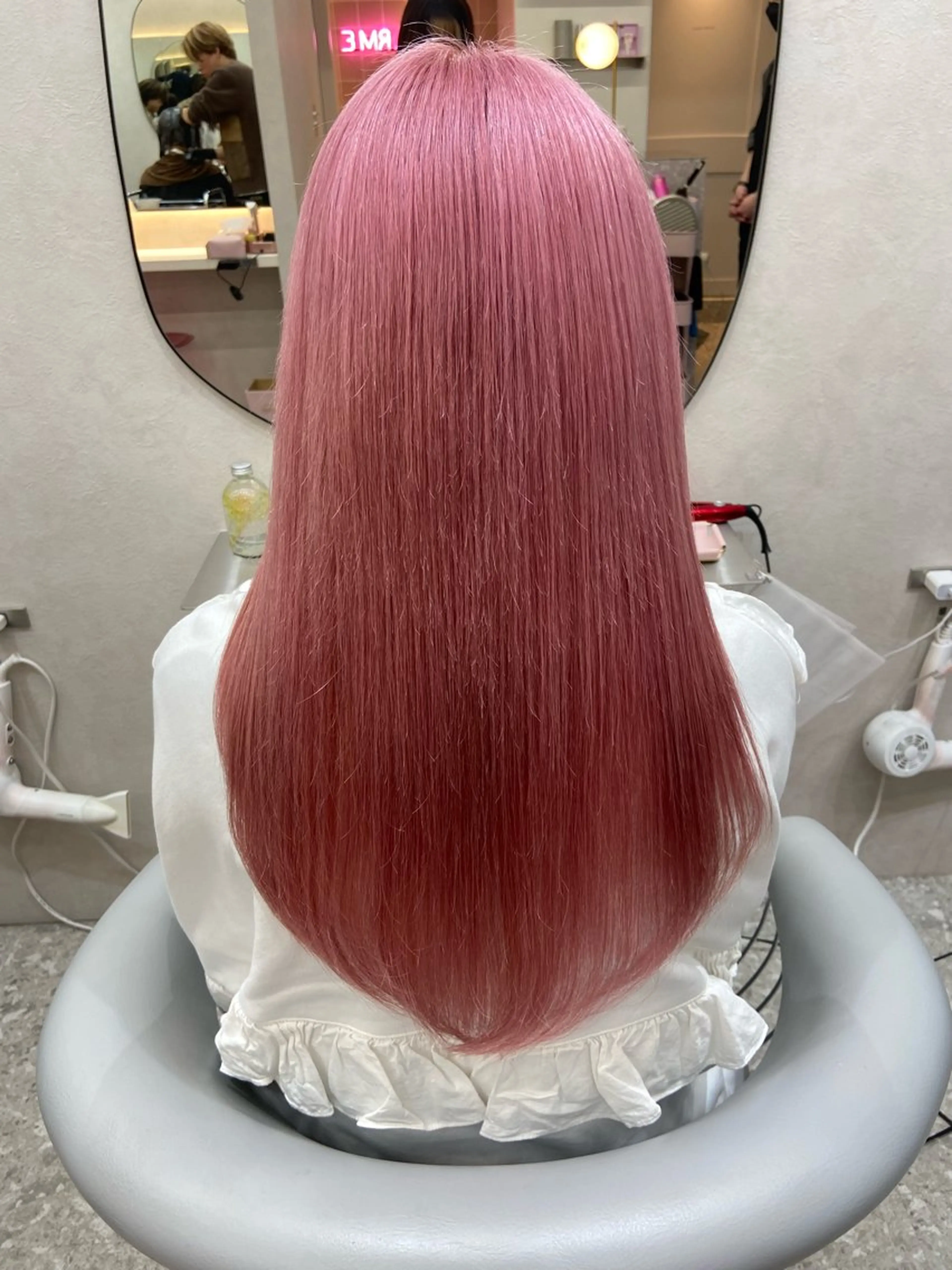 ロング カラー ブリーチ ケアブリーチ ダブルカラー ピンクカラー 髪質改善 新宿/韓国ヘア 中明度カラー/かやのヘアスタイル