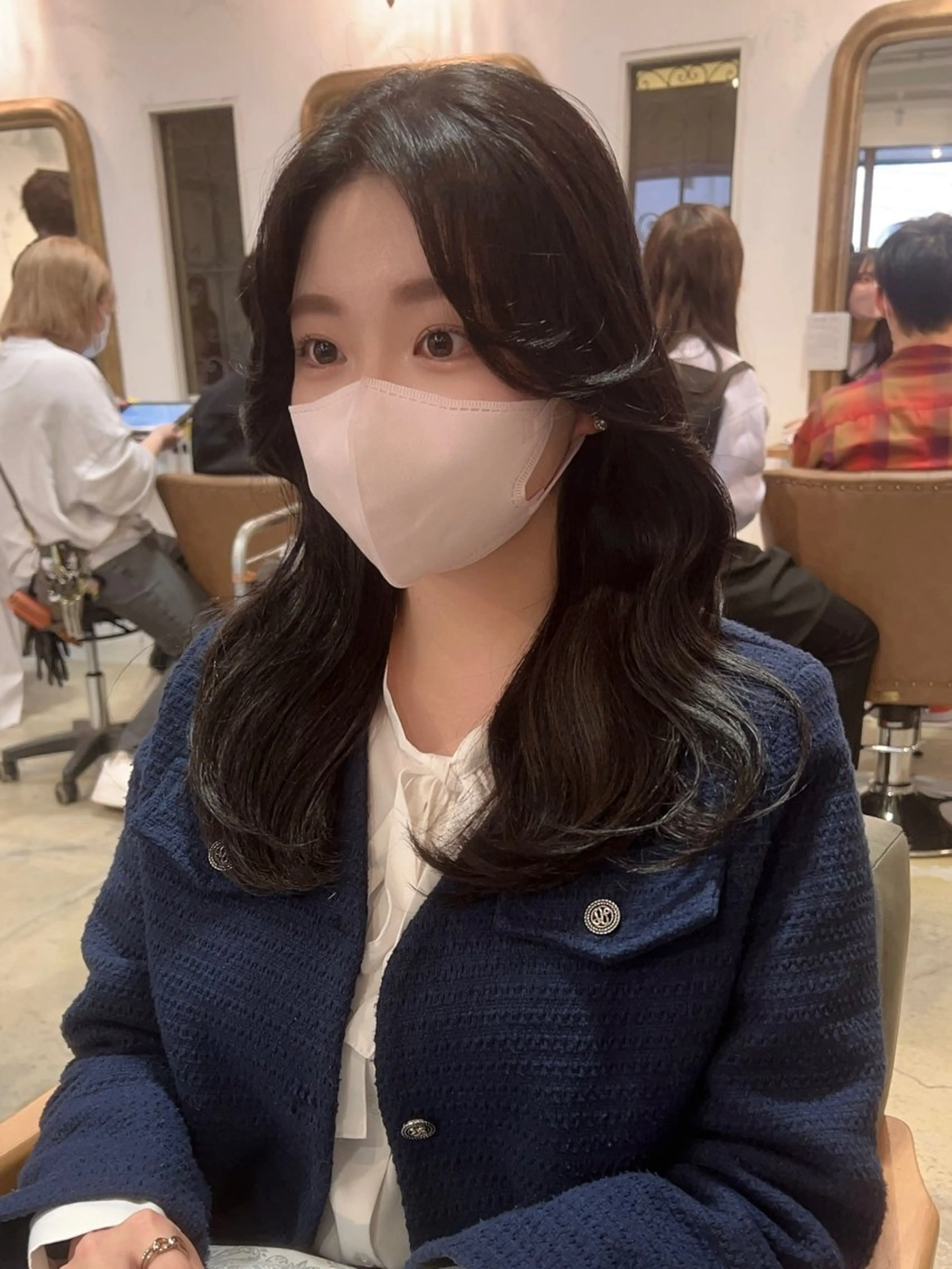 セミロング 韓国風カラー 顔周りカット 韓国風ヘア おくれ毛 小顔カット カット ヘアカラー 韓国レイヤーカット 🇰🇷千葉のヘアスタイル