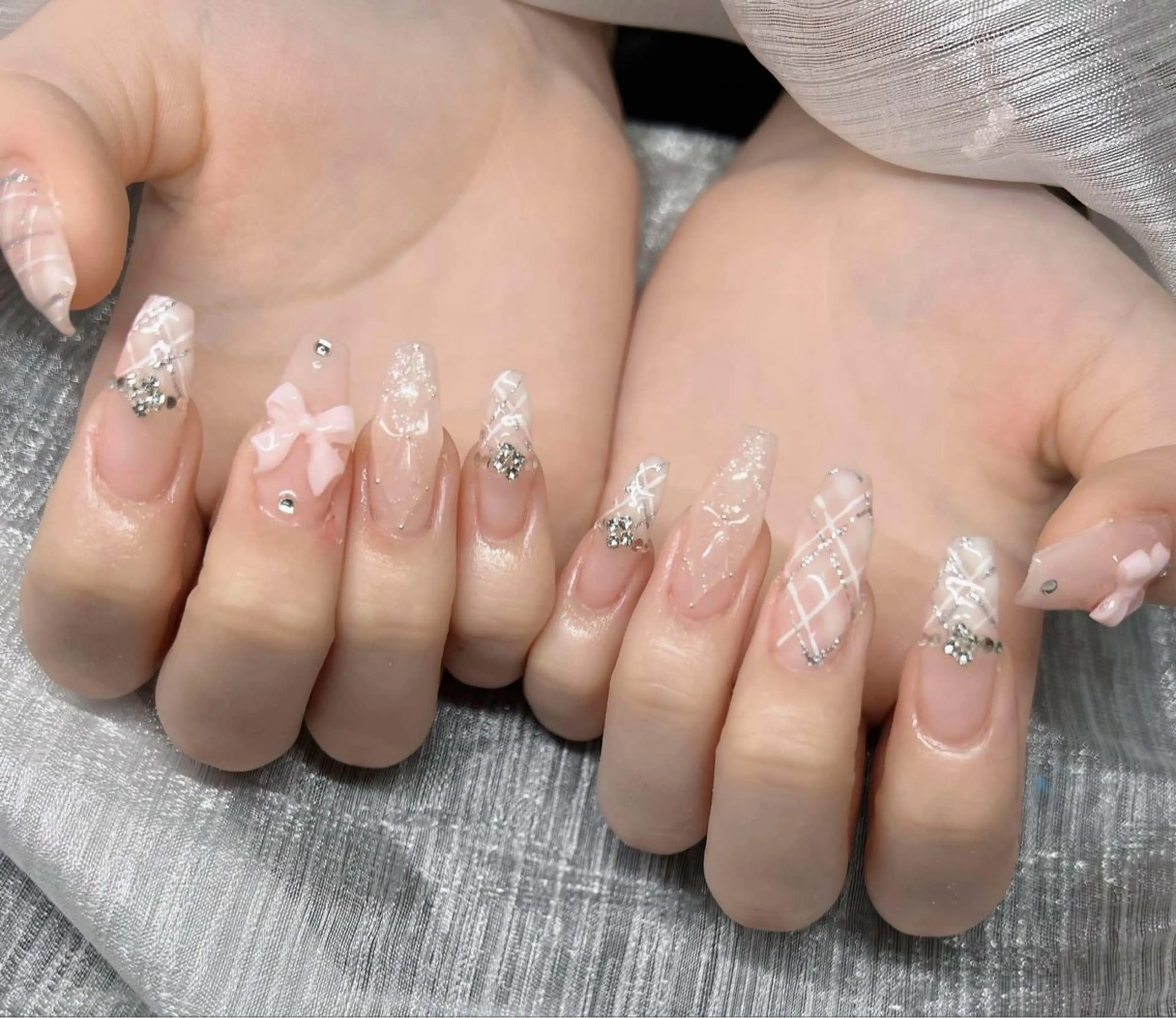 ネイル 長さ出し グラデーション キラキラネイル マグネットネイル ミラーネイル Lee Nails チップ長さだし専門店のネイルデザイン