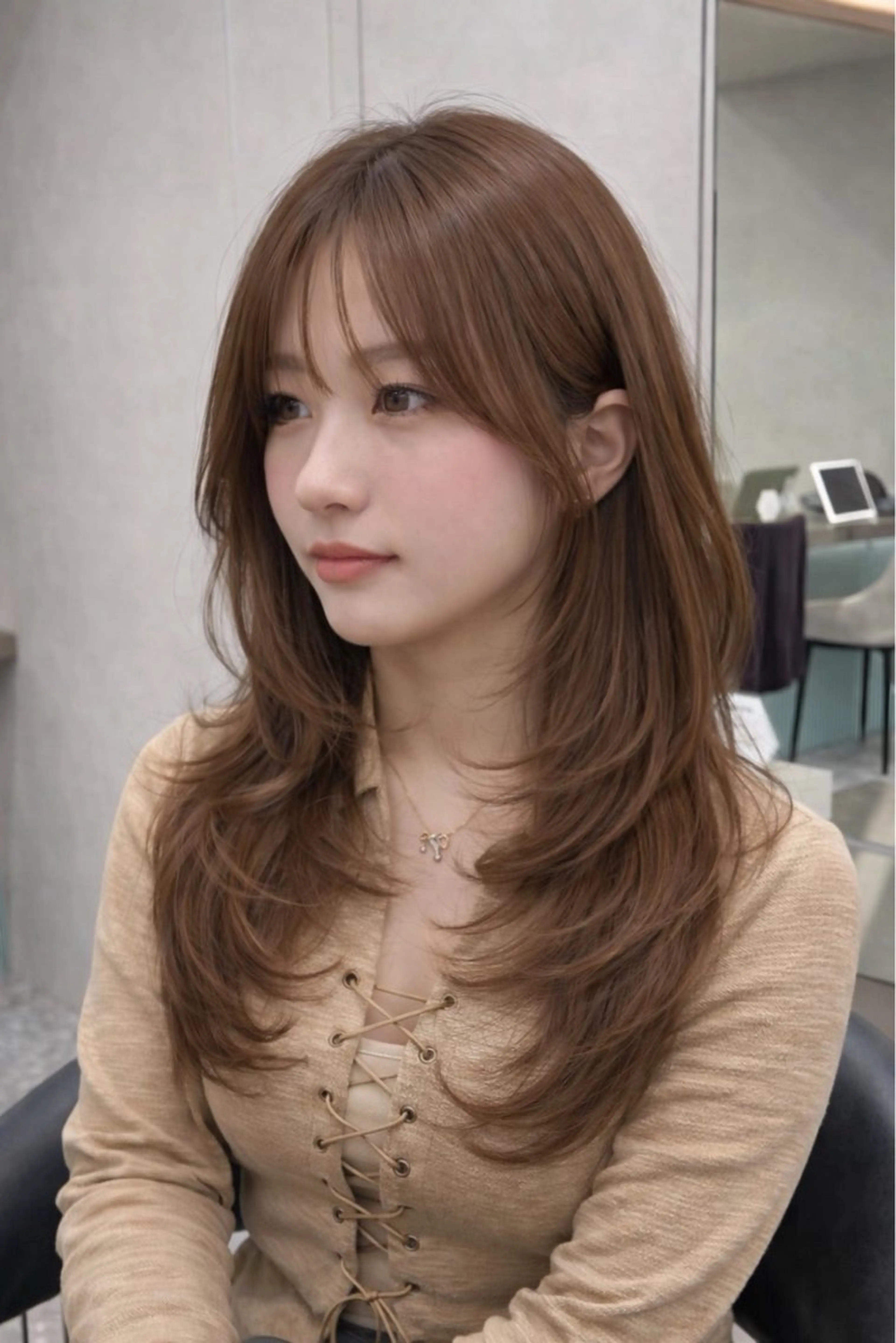 ロング カット ヘアカラー トリートメント 博多ベージュ 🐻松井傑のヘアスタイル