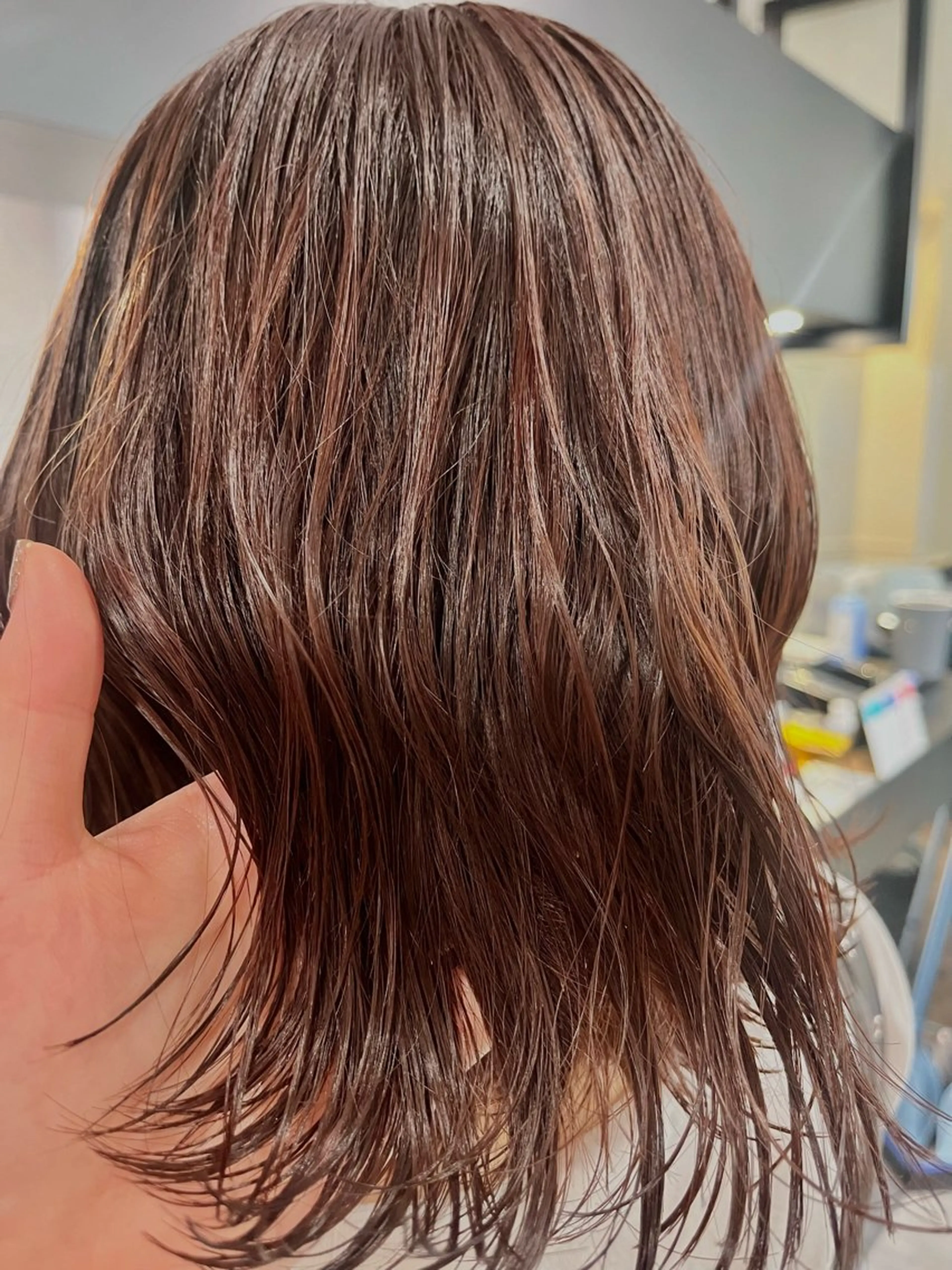 ミディアム オレンジブラウン ブリーチなし ダブルカラー/ゆなのヘアスタイル