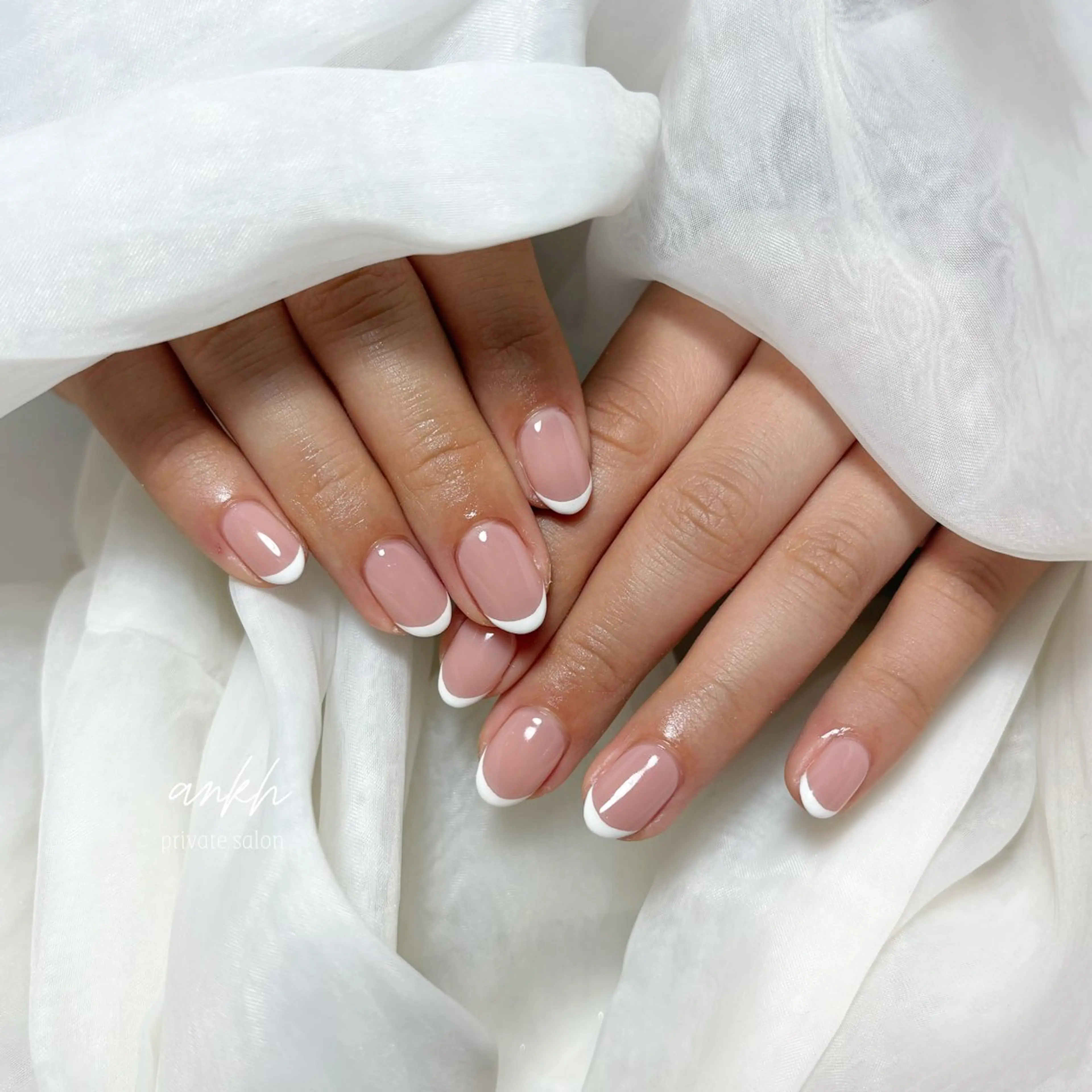 ネイル フレンチネイル オフィスネイル ピンク シンプルネイル ankh. Minaのネイルデザイン