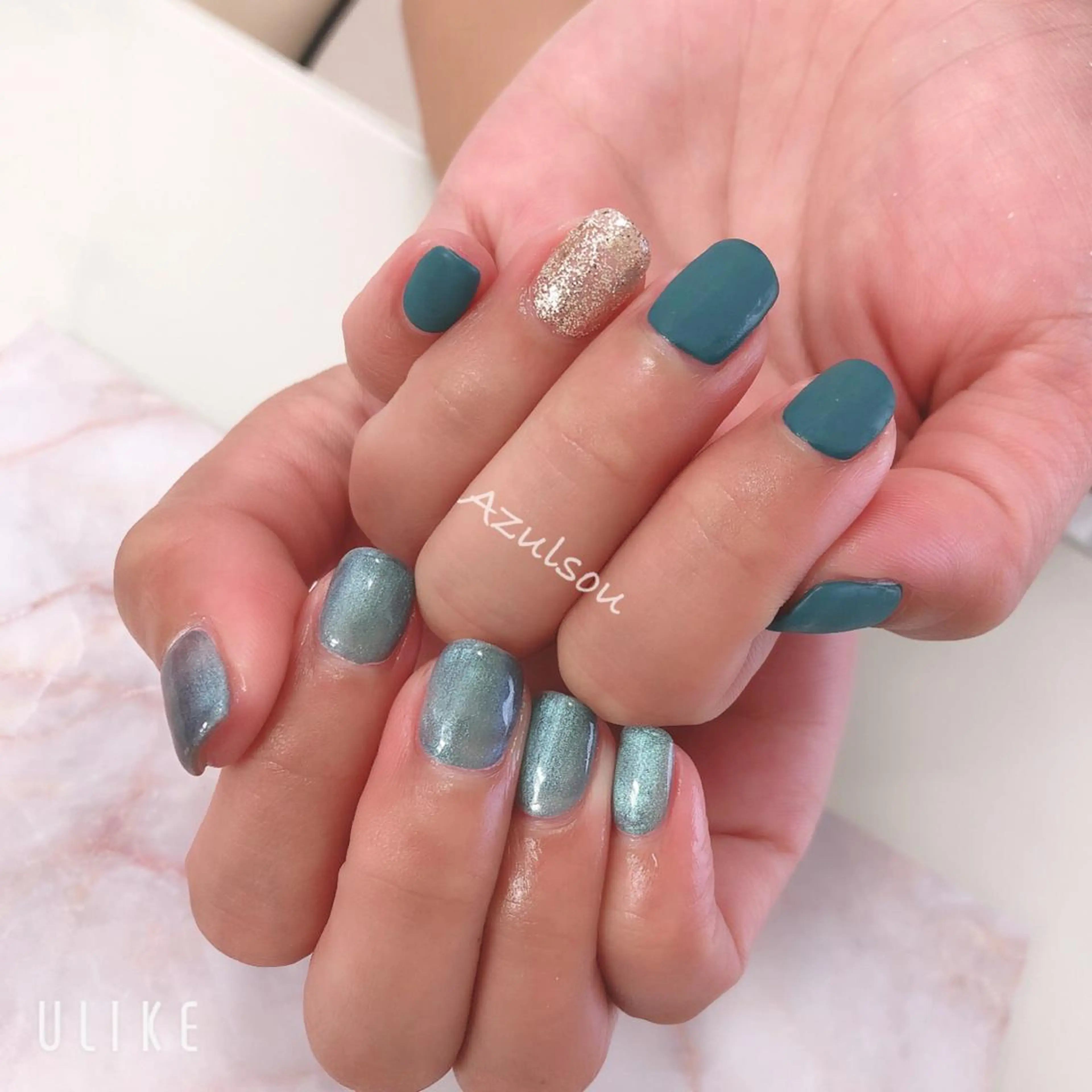 ネイル ジェルネイル 韓国ネイル マグネットネイル ミラーネイル 持ち込み Azulsou 廣川愛のネイルデザイン