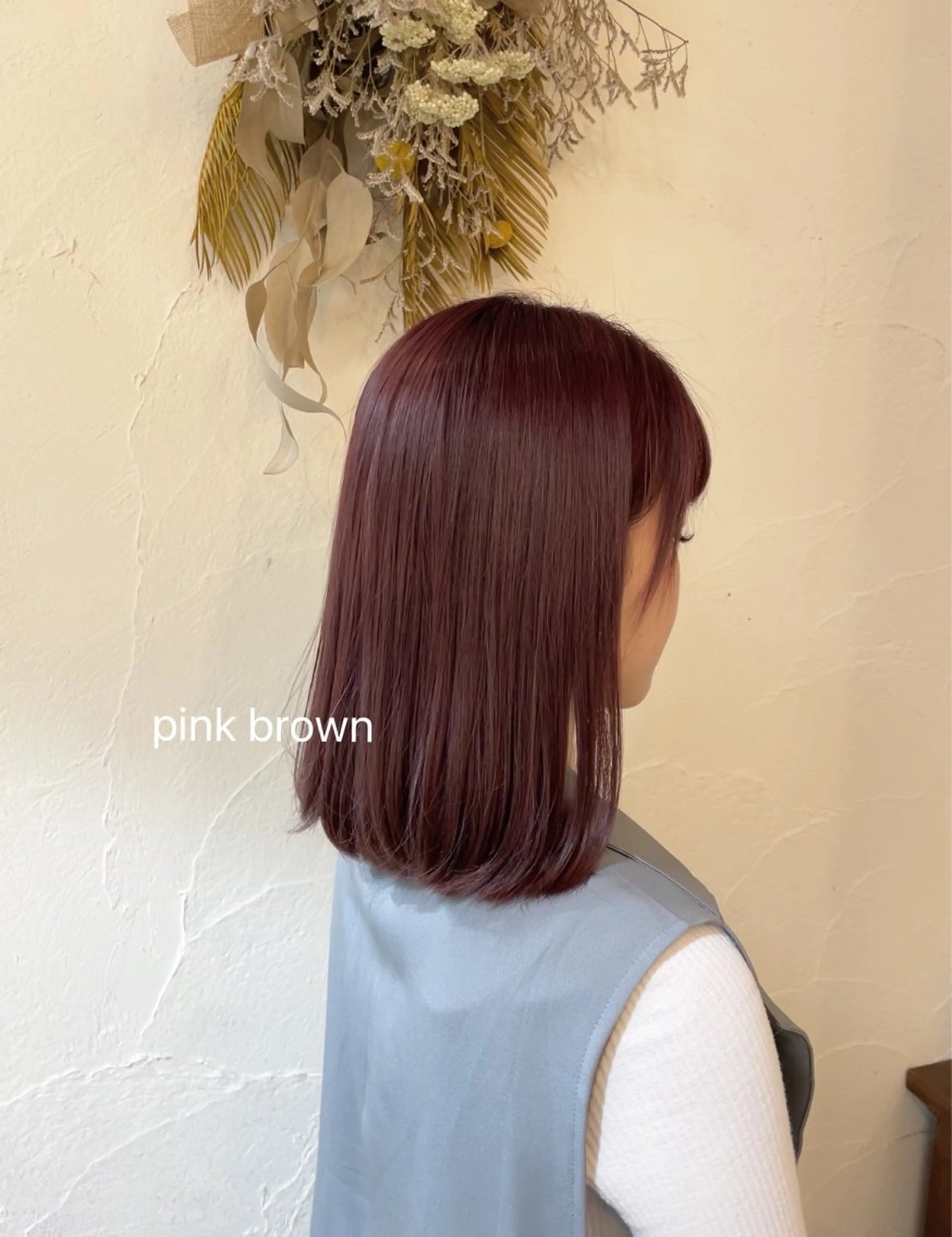 ミディアム カラー ヘアアレンジ ブラウンカラー ピンクカラー トリートメント Hair muse'e所属・加藤 愛鈴のヘアスタイル