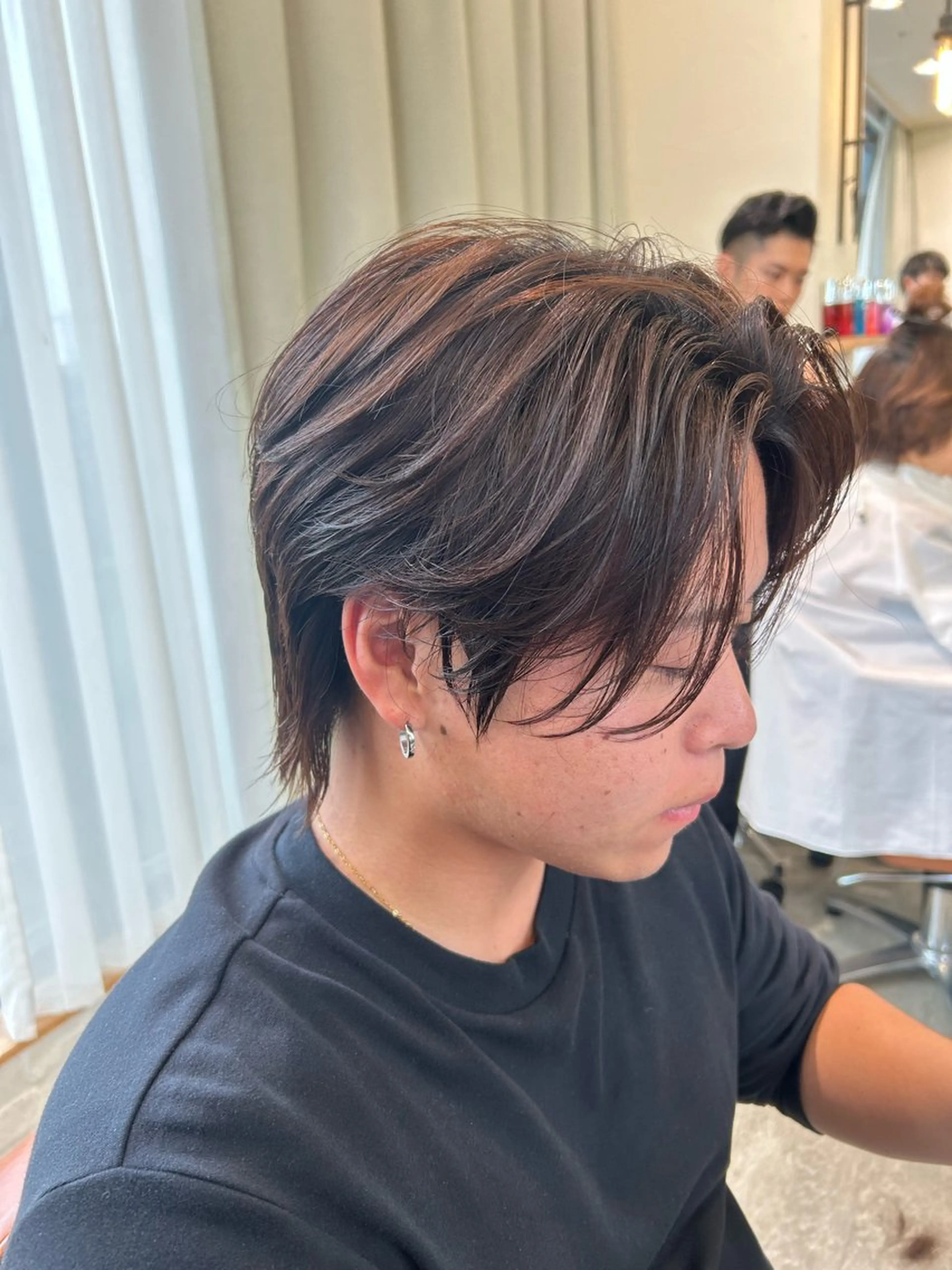 メンズ センターパート メンズウルフカット ウルフカット 似合わせメンズカット /ニュアンスパーマのヘアスタイル