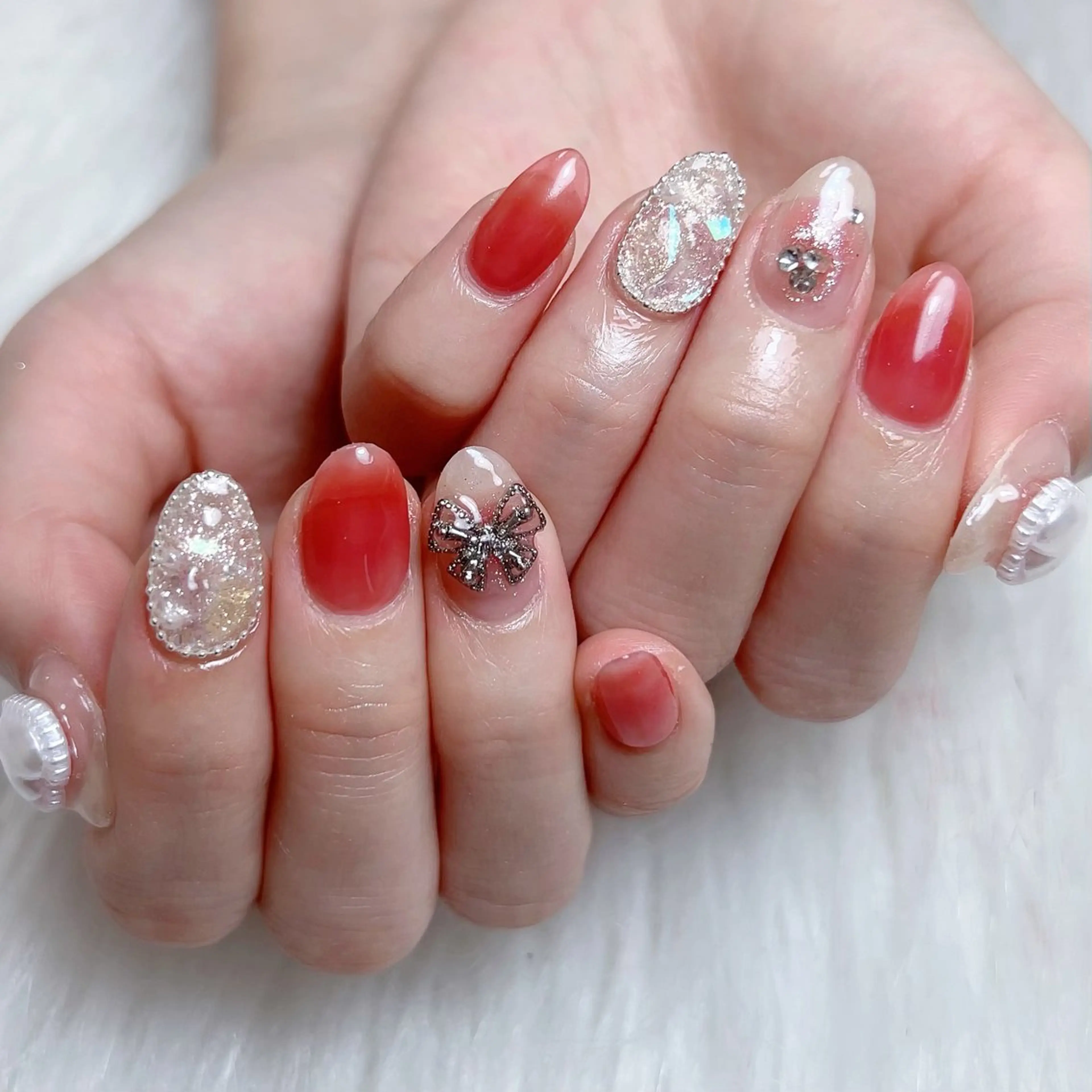 メンズ ネイル メンズ韓国風 アートネイル オーロラネイル ガーリー キラキラネイル ハンドネイル Nail salon 木にいるのネイルデザイン