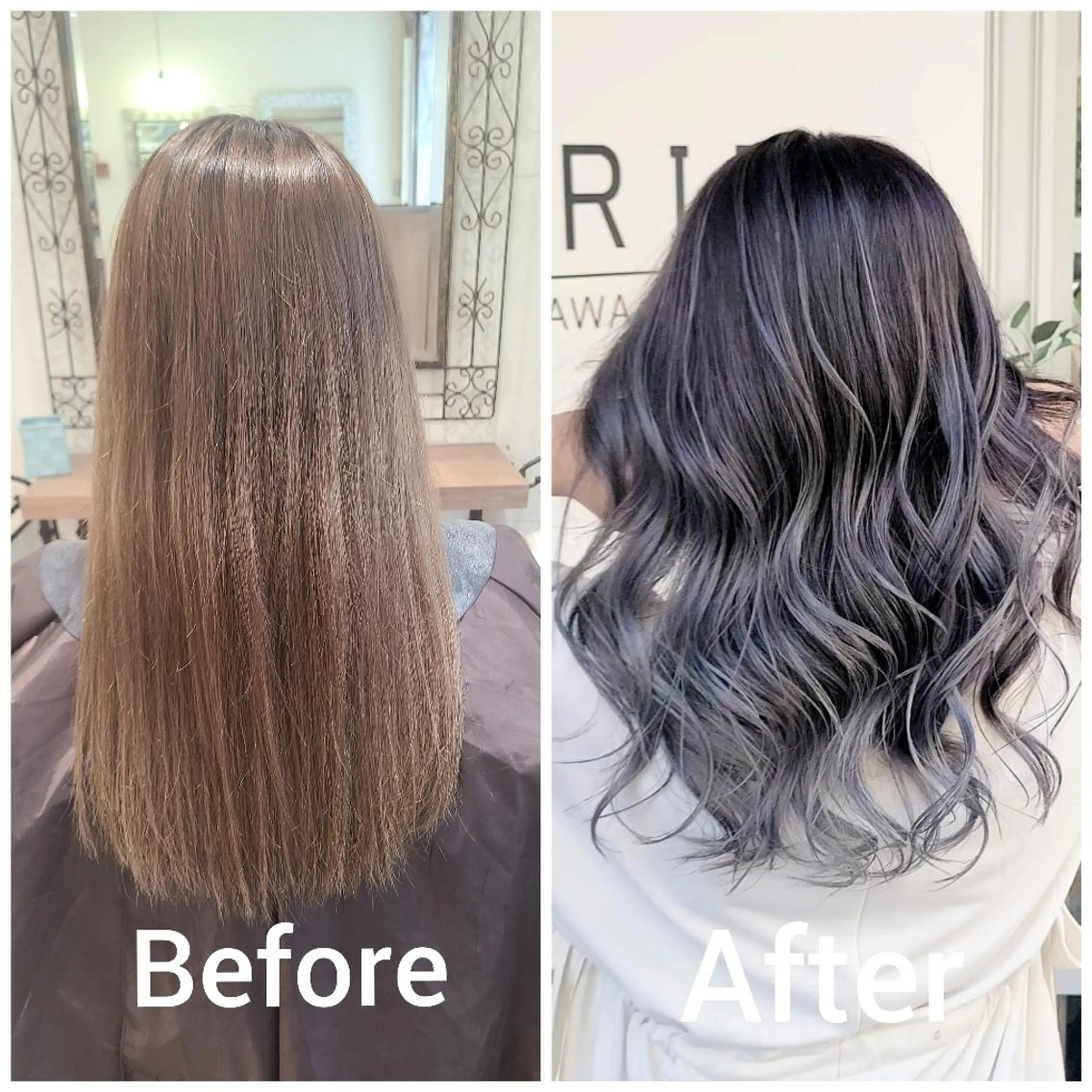 ロング カラー アッシュ アッシュグレー バレイヤージュ ベージュカラー ブリーチ cherie所属・バレイヤージュ/ ハイライト/大内格のヘアスタイル