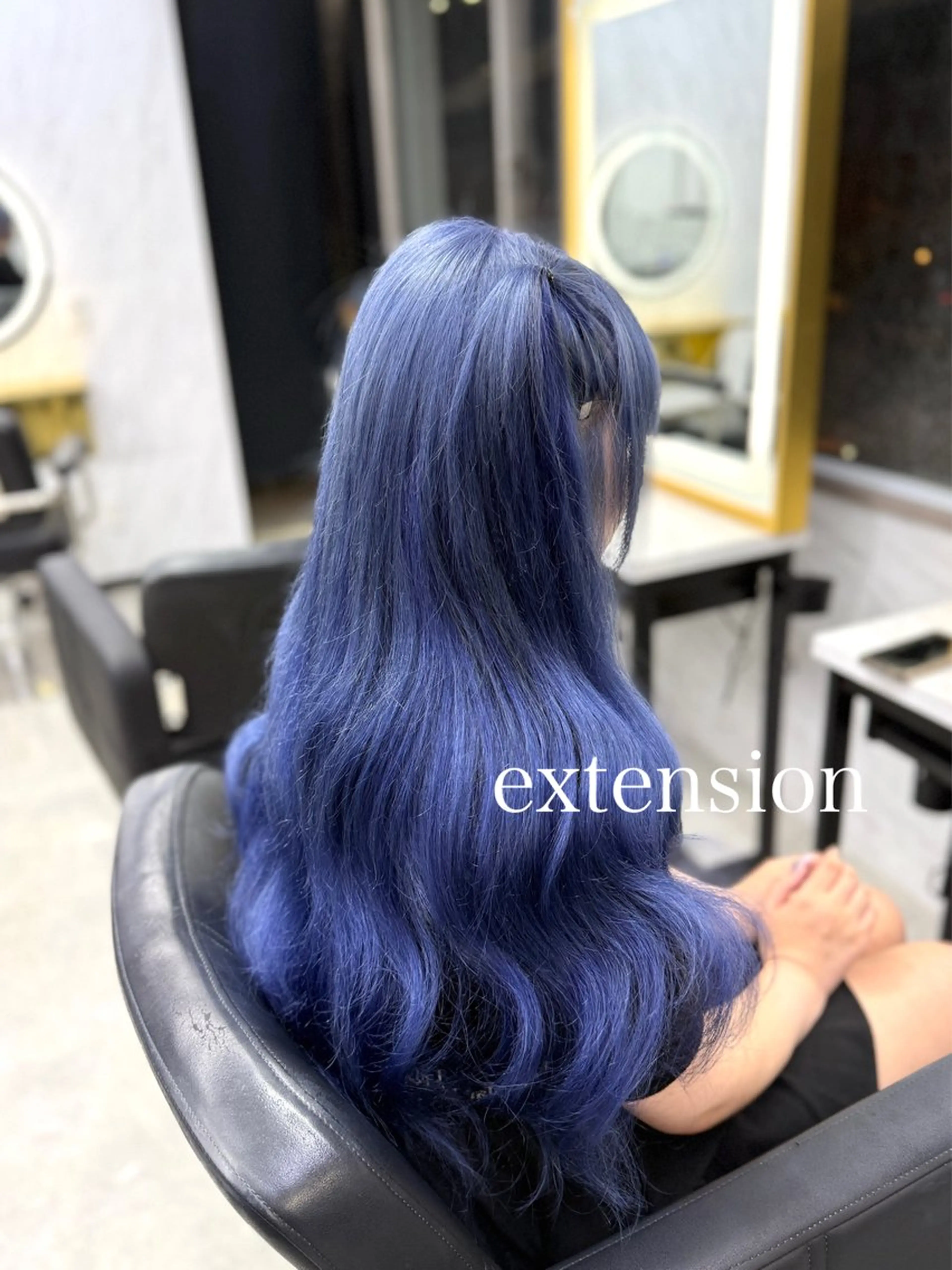 ロング カラー ブリーチ ブルーカラー エクステ ヘアカラー エクステ エクステ🩵ブリーチ 韓国ヘア🩵KAEのヘアスタイル