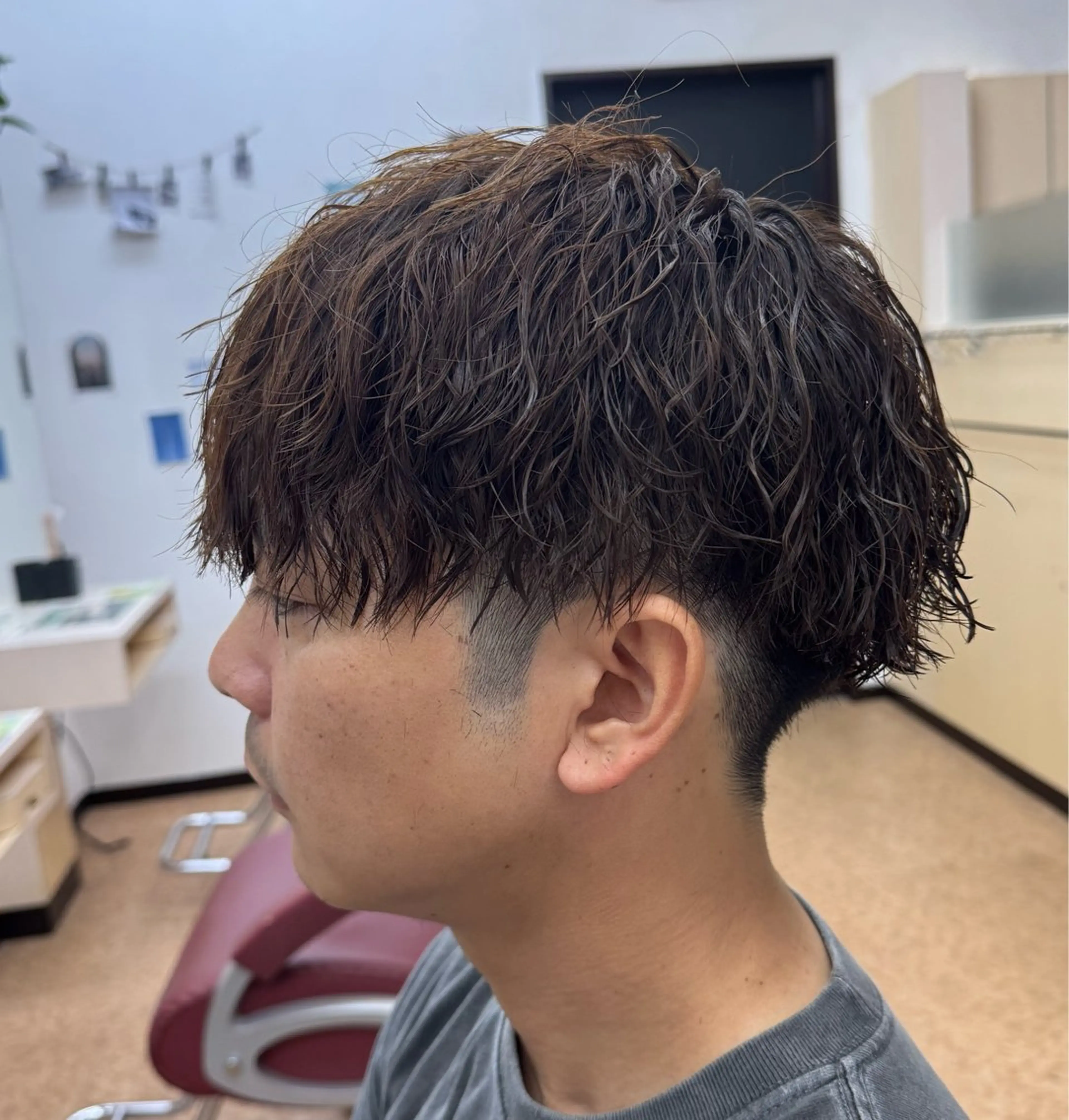 ミディアム メンズ 焼津メンズパーマ特化 大石雄生のヘアスタイル