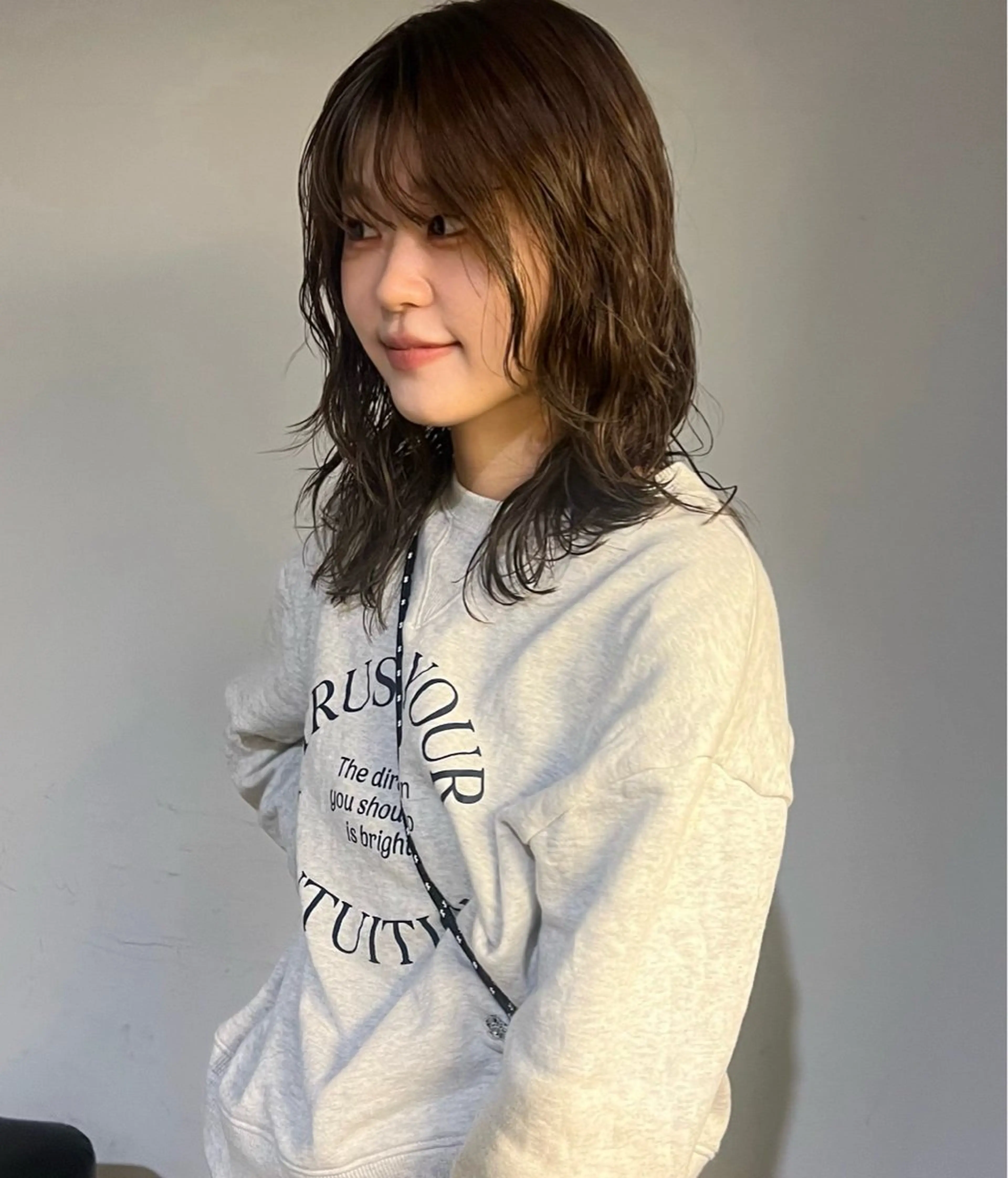 セミロング カラー パーマ セミロングパーマ 透明感カラー 名古屋美容室 Sopiリナのヘアスタイル