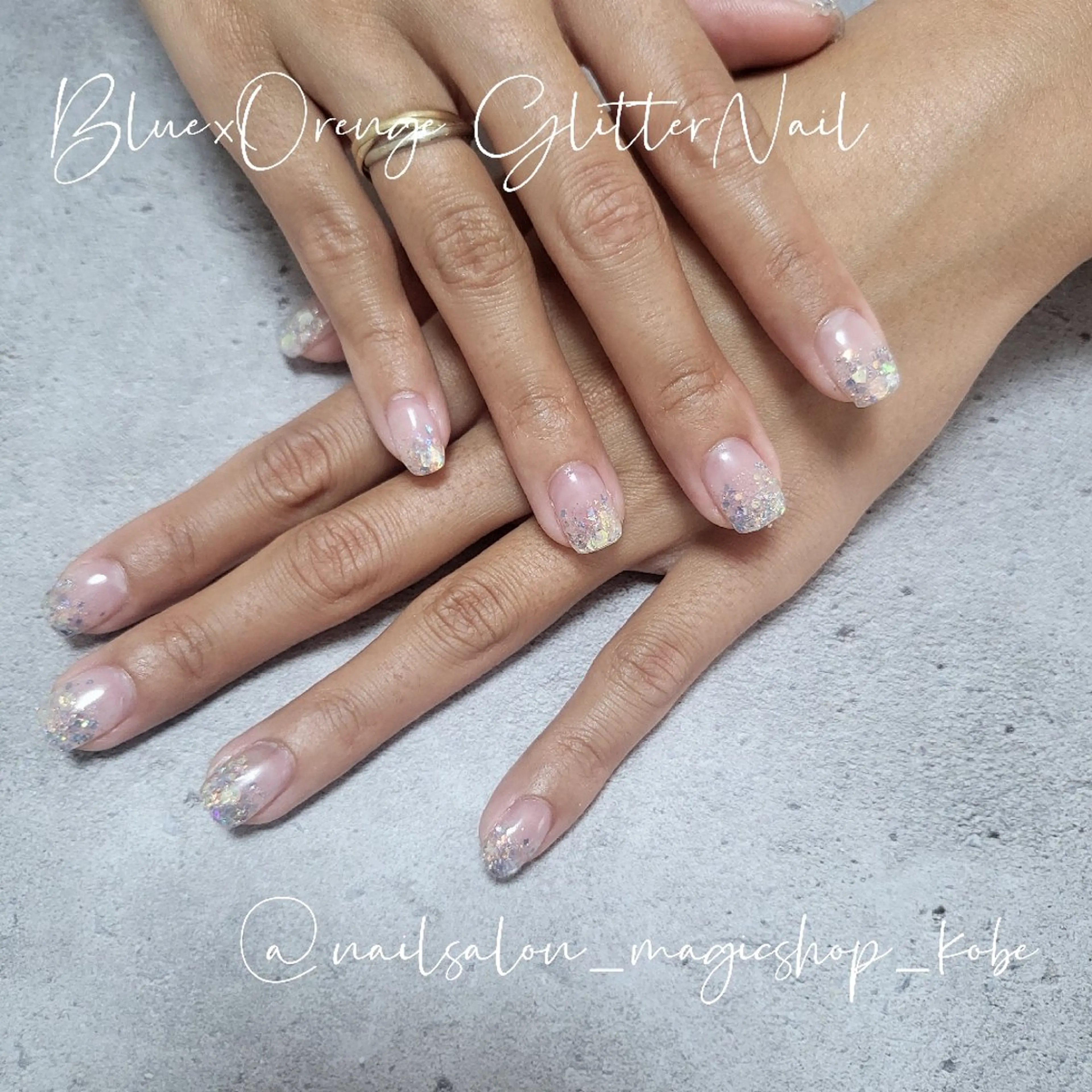 ネイル ブルー ジェルネイル グラデーション ラメ(グリッター) ラメグラデーション ハンドネイル Nailsalon MagicShopのネイルデザイン