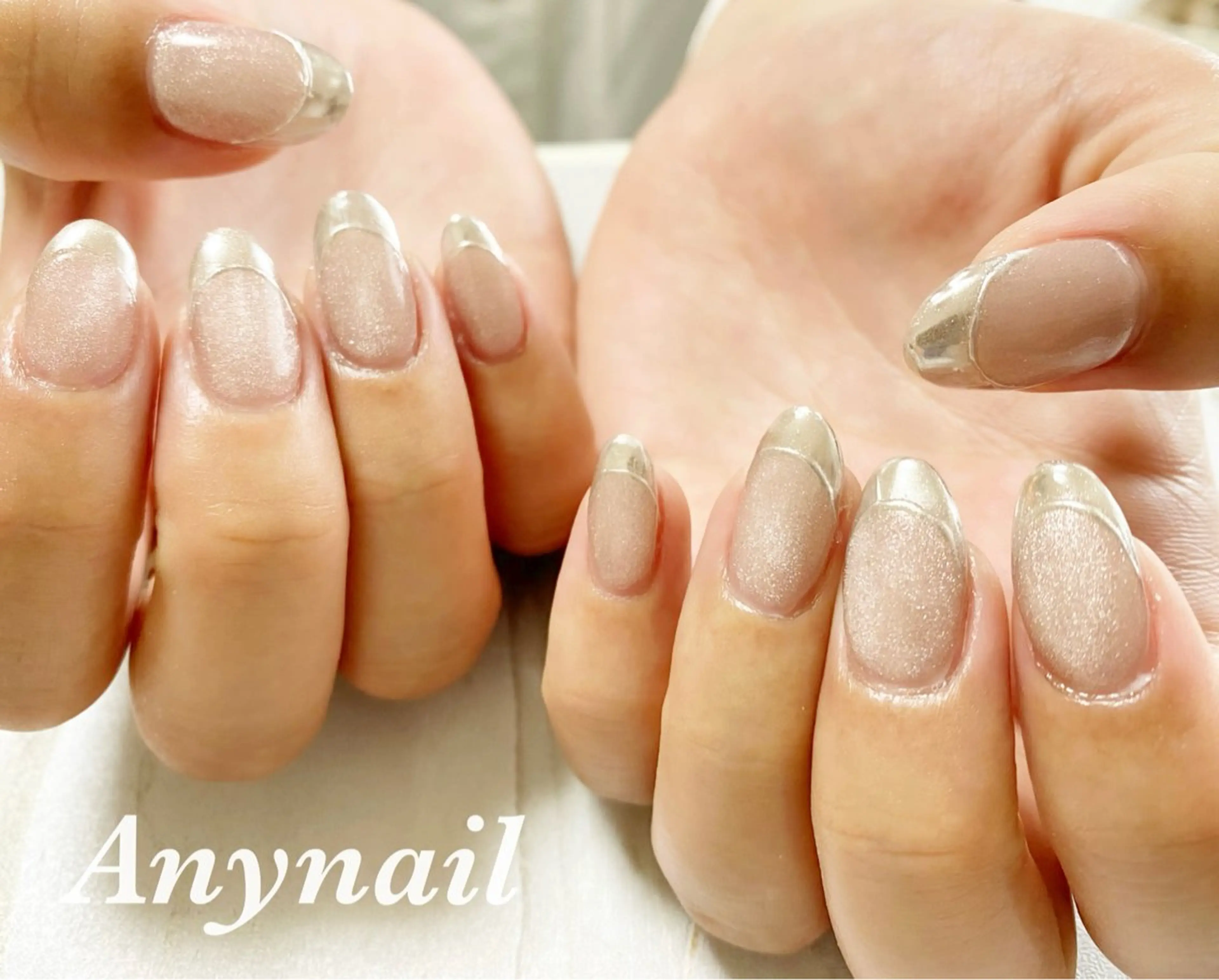 ネイル ブルー フレンチネイル マグネットネイル マグネットワンカラー ミラーネイル ハンドネイル 岩澤 恵子のネイルデザイン