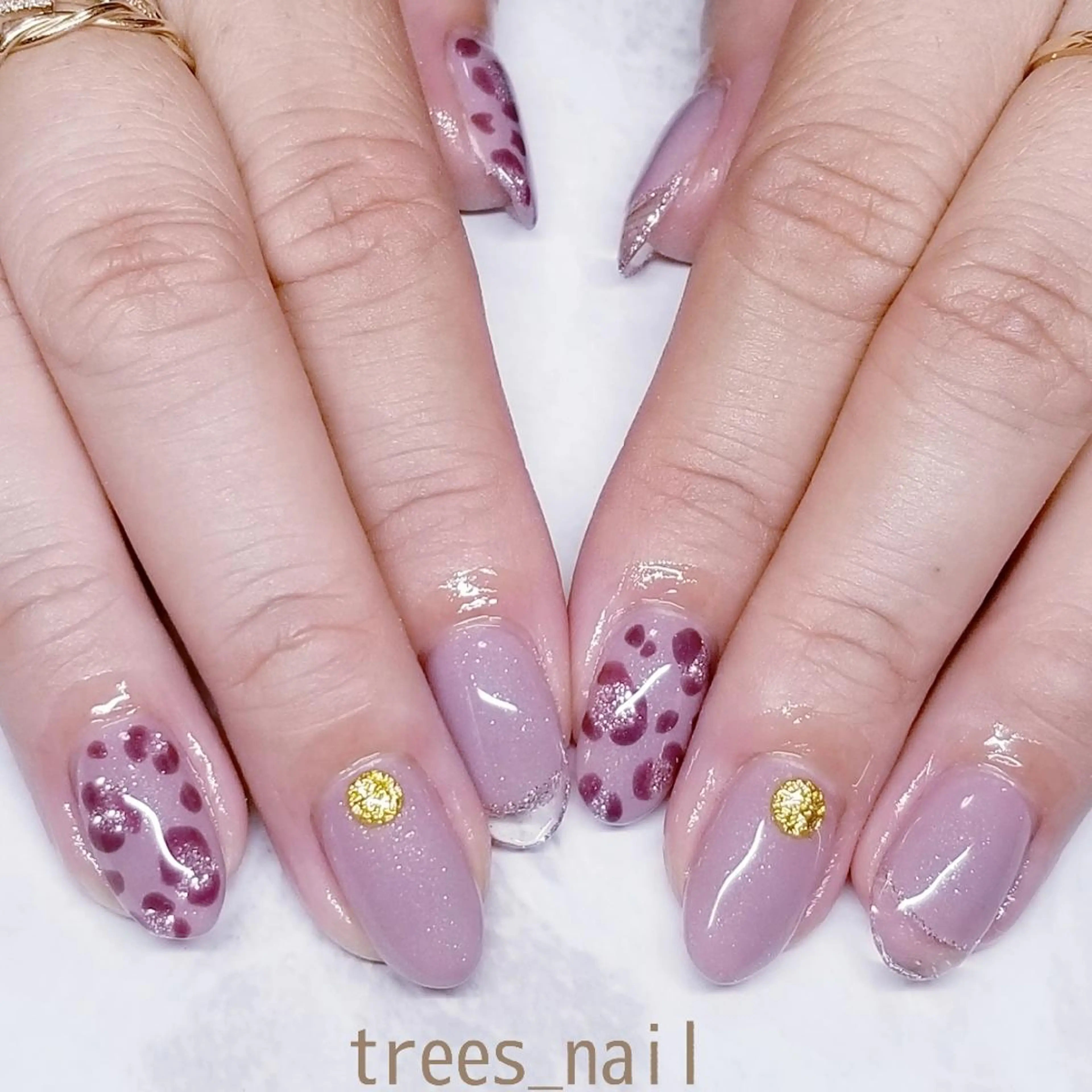 ネイル アニマル柄 クリアネイル 長さ出し フレンチネイル ハンドネイル フットネイル trees_ nailのネイルデザイン